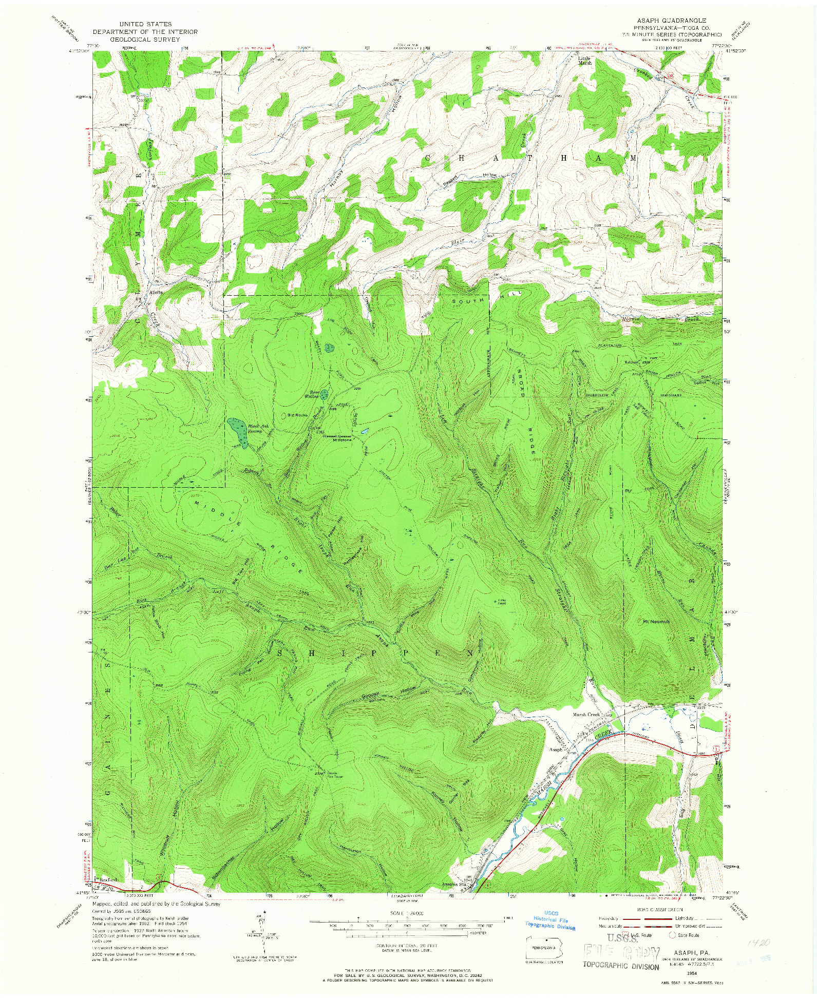 USGS 1:24000-SCALE QUADRANGLE FOR ASAPH, PA 1954