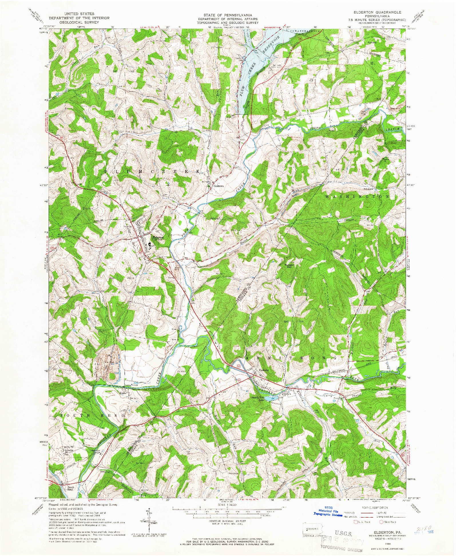 USGS 1:24000-SCALE QUADRANGLE FOR ELDERTON, PA 1964