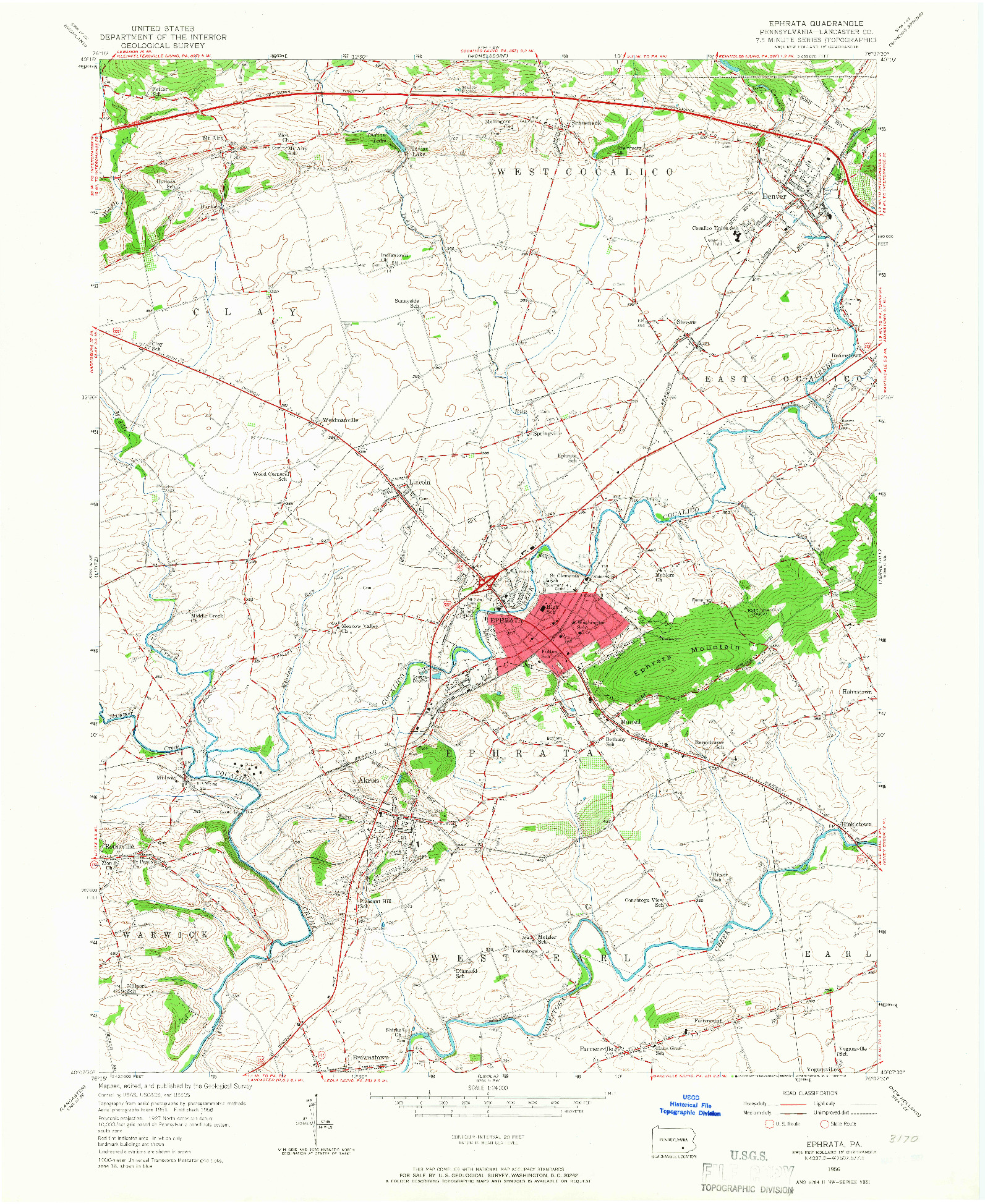 USGS 1:24000-SCALE QUADRANGLE FOR EPHRATA, PA 1956