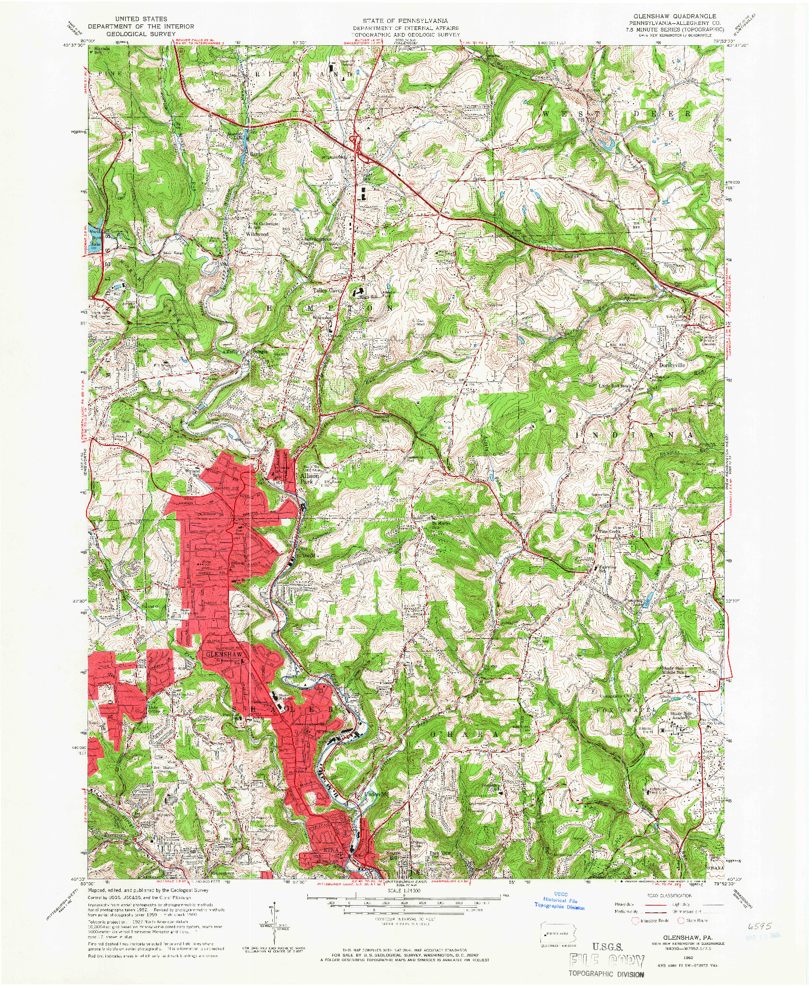 USGS 1:24000-SCALE QUADRANGLE FOR GLENSHAW, PA 1960