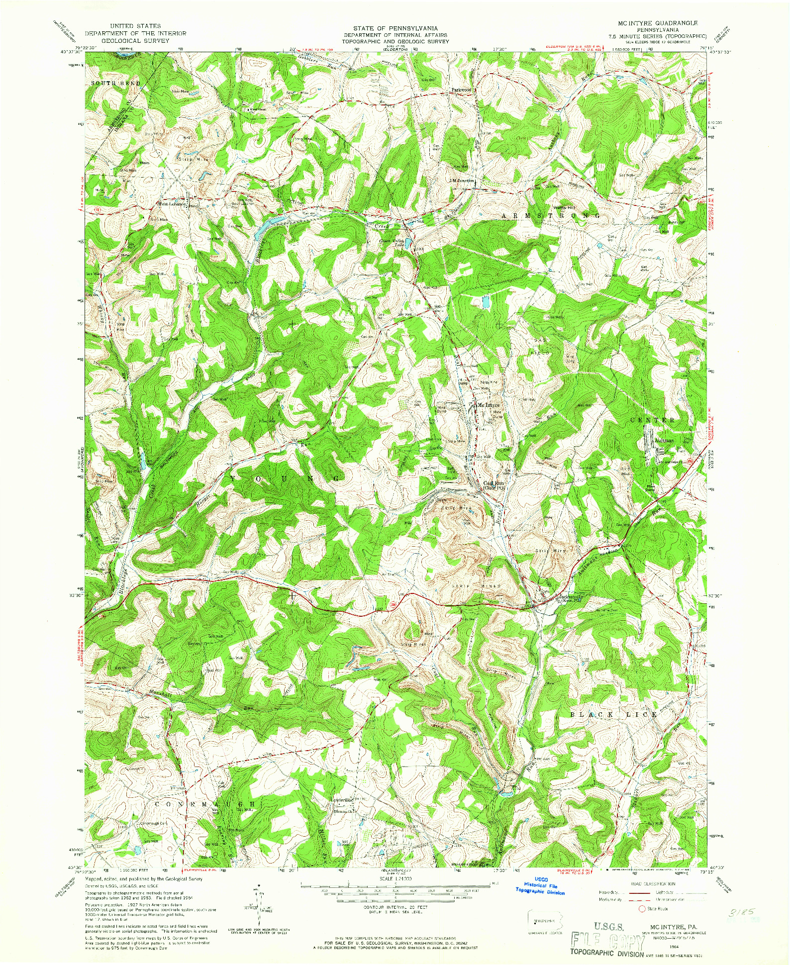 USGS 1:24000-SCALE QUADRANGLE FOR MC INTYRE, PA 1964