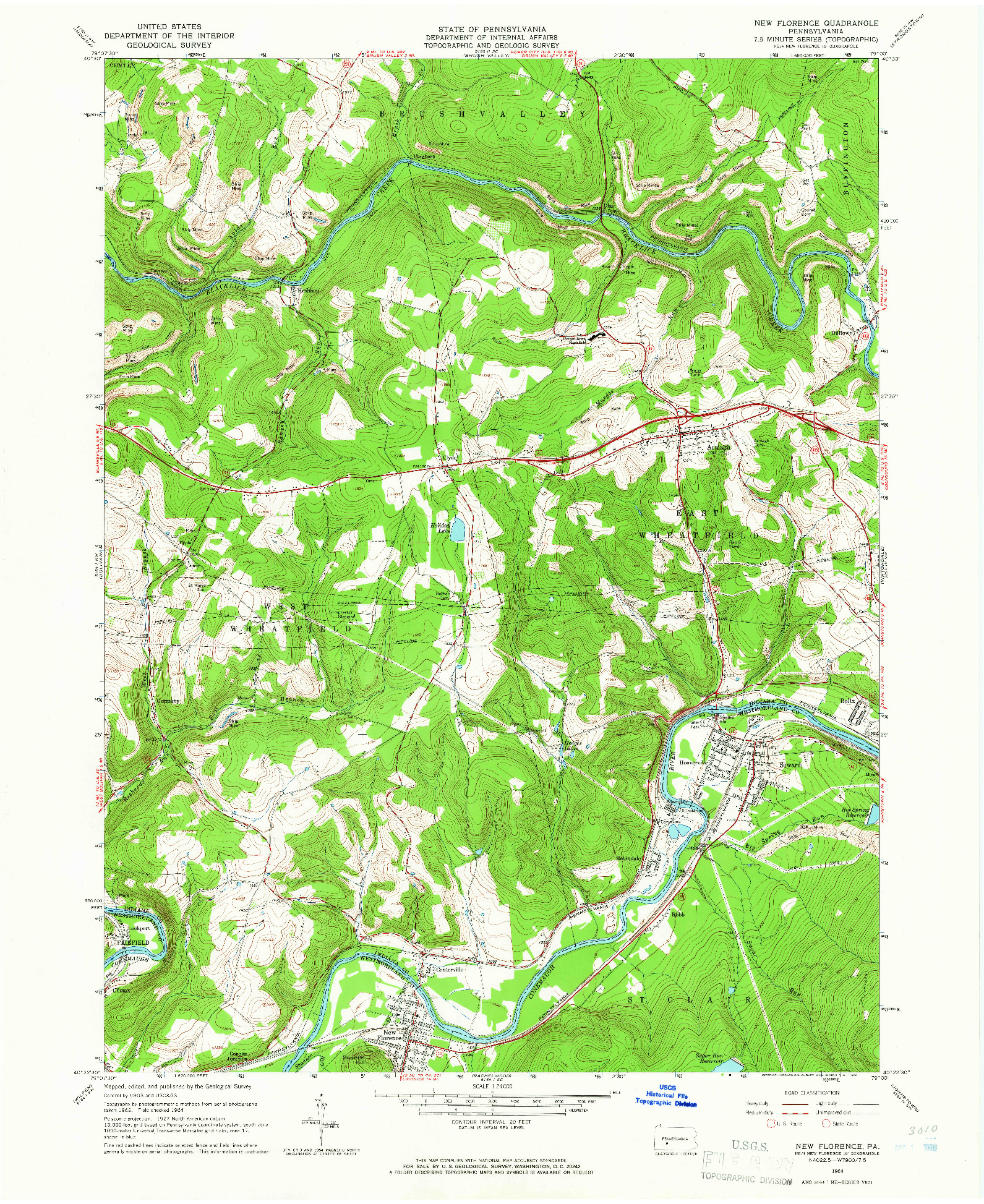 USGS 1:24000-SCALE QUADRANGLE FOR NEW FLORENCE, PA 1964