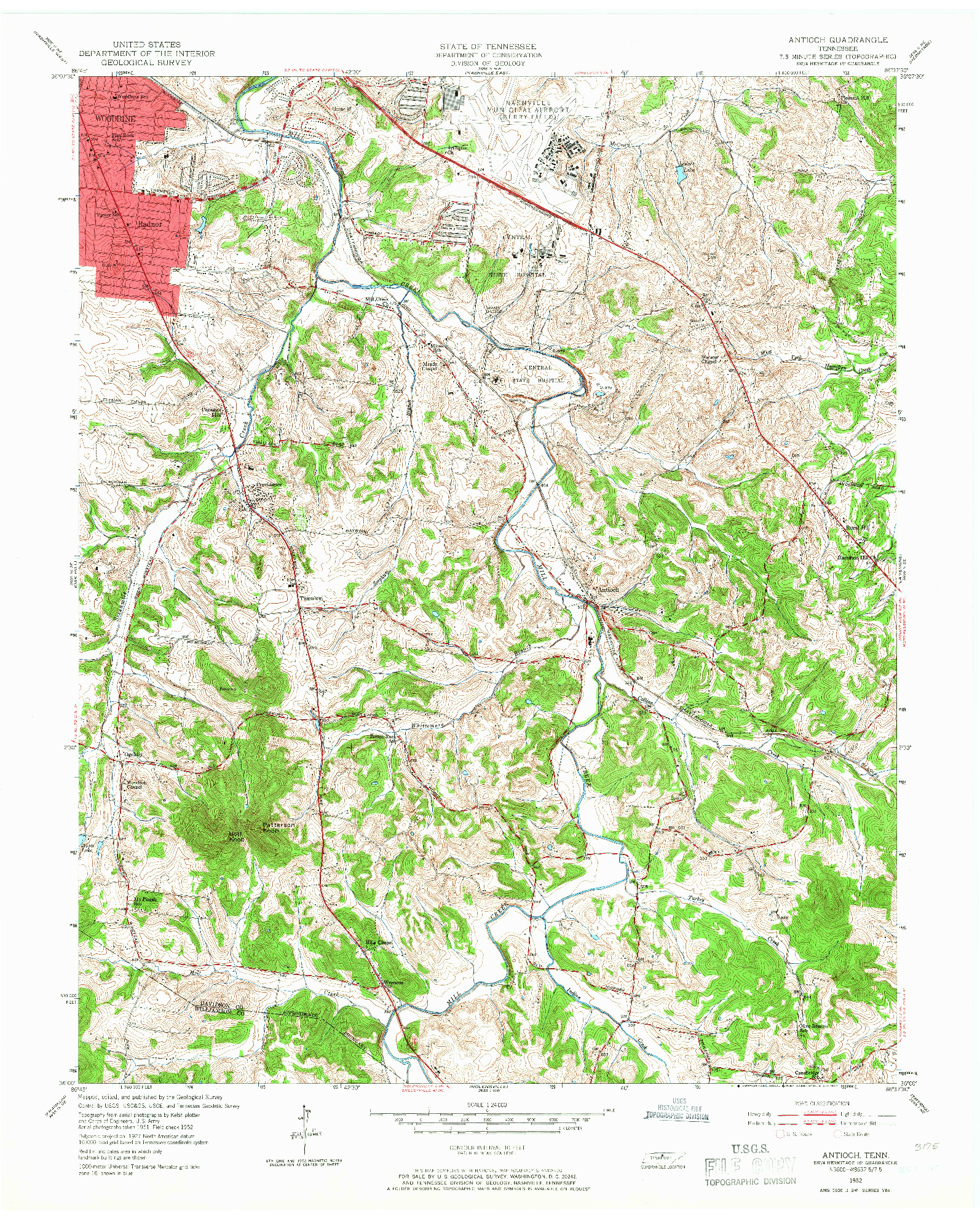 USGS 1:24000-SCALE QUADRANGLE FOR ANTIOCH, TN 1952