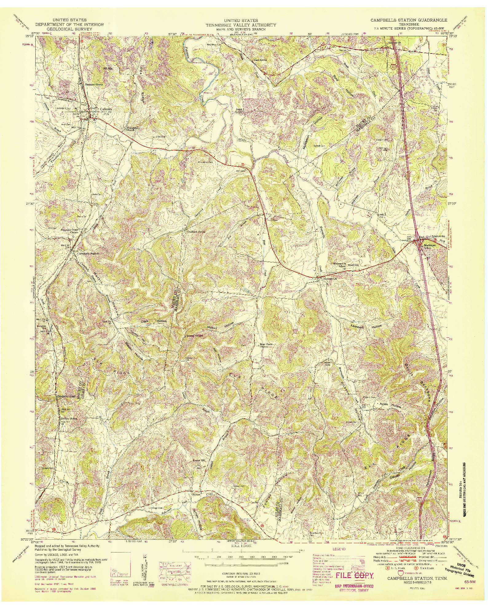 USGS 1:24000-SCALE QUADRANGLE FOR CAMPBELLS STATION, TN 1951