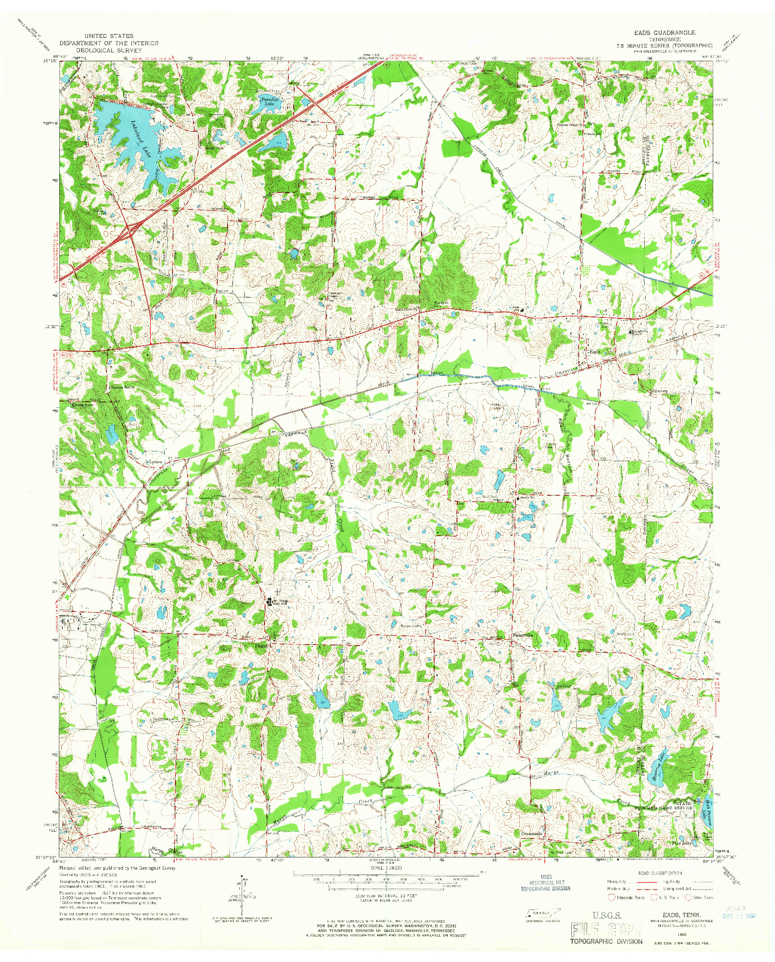 USGS 1:24000-SCALE QUADRANGLE FOR EADS, TN 1965