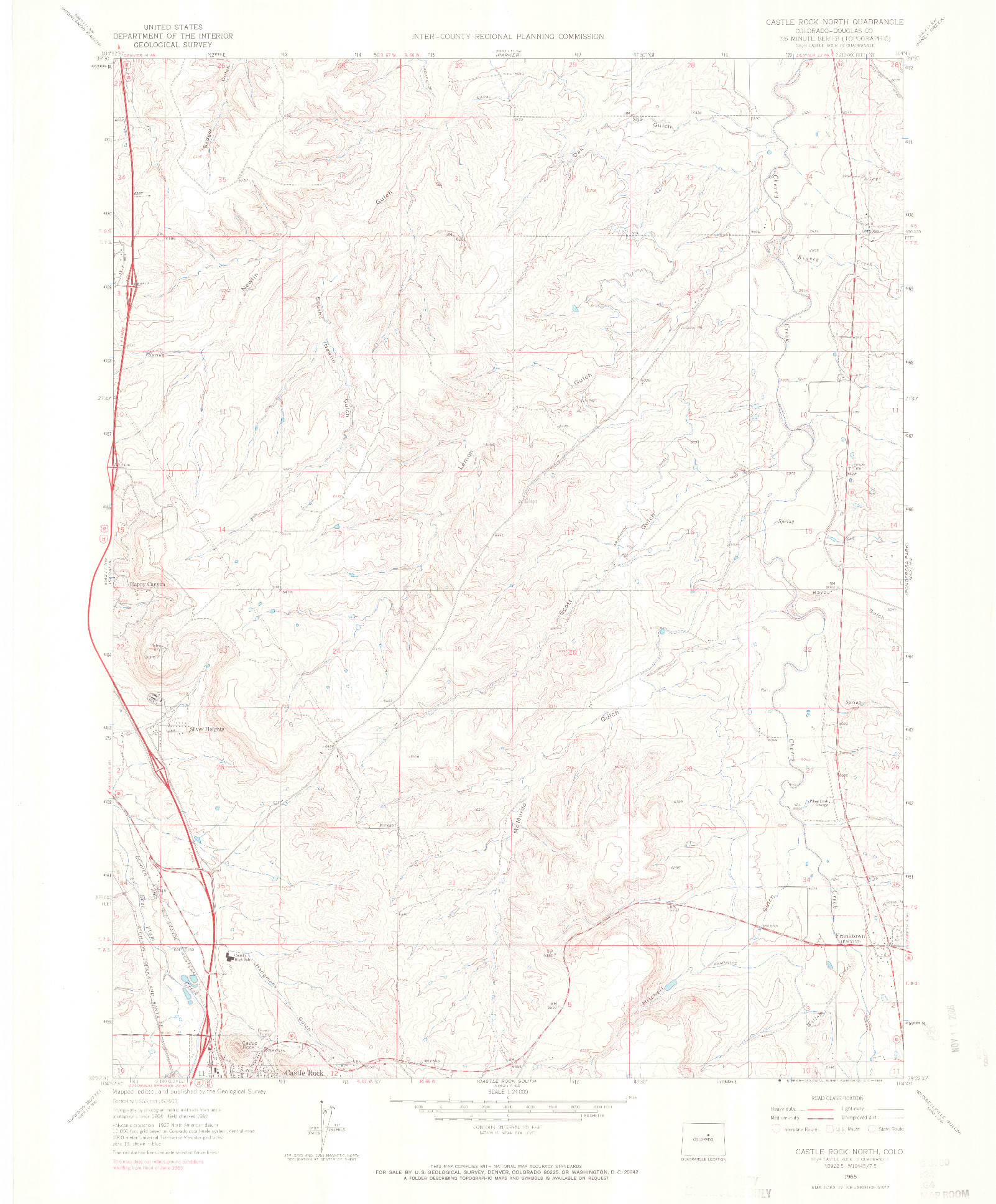 USGS 1:24000-SCALE QUADRANGLE FOR CASTLE ROCK NORTH, CO 1965