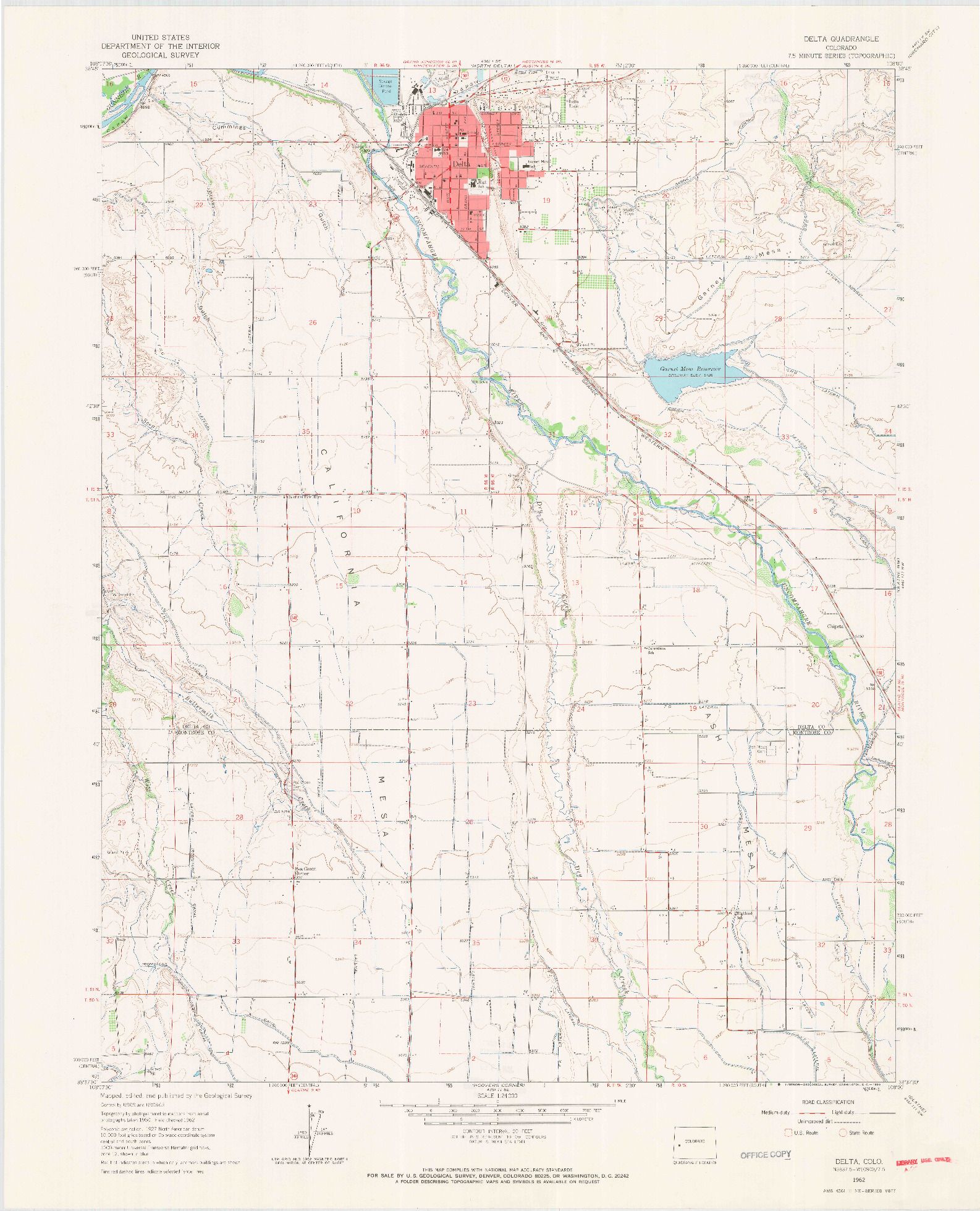 USGS 1:24000-SCALE QUADRANGLE FOR DELTA, CO 1962