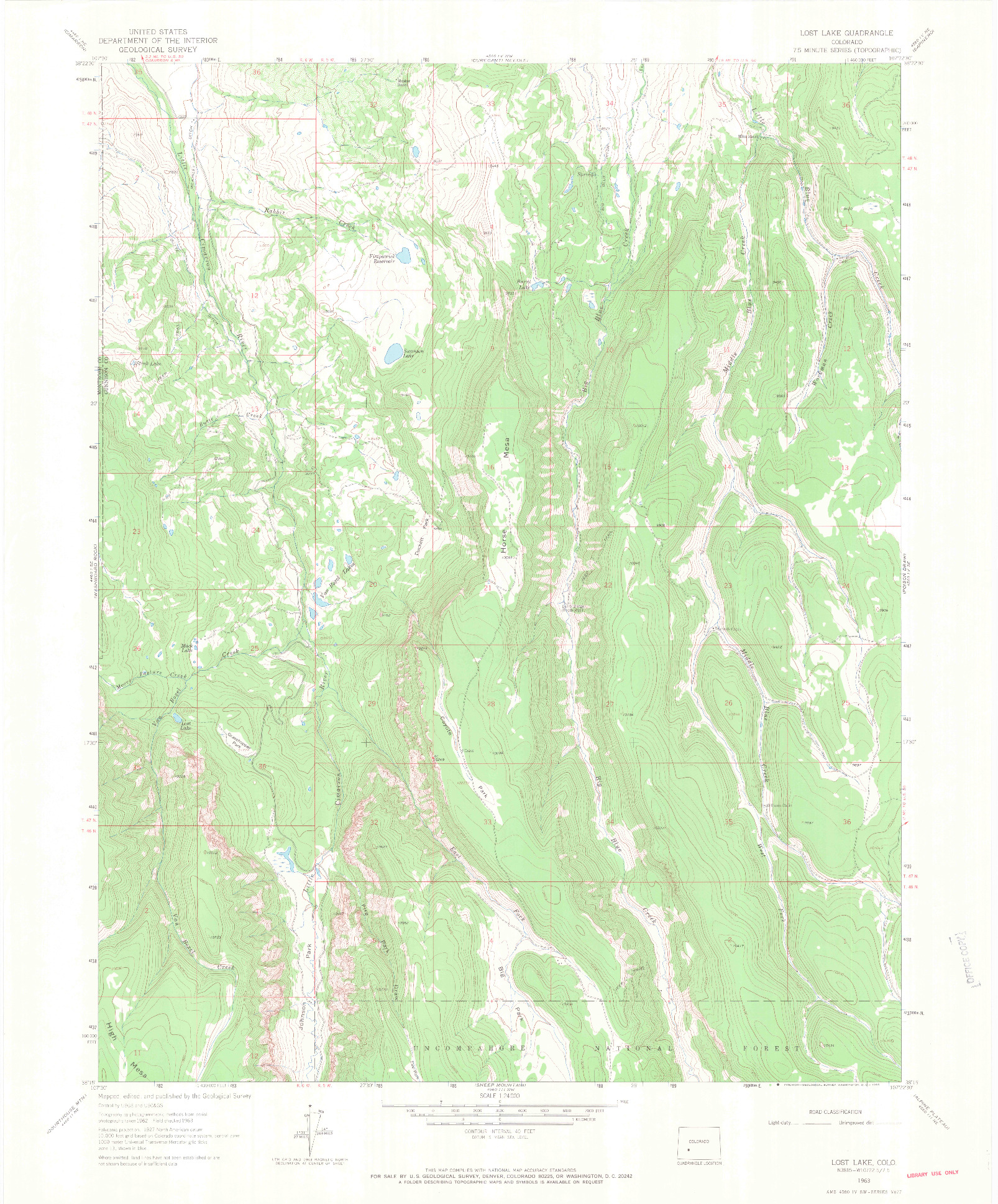 USGS 1:24000-SCALE QUADRANGLE FOR LOST LAKE, CO 1963