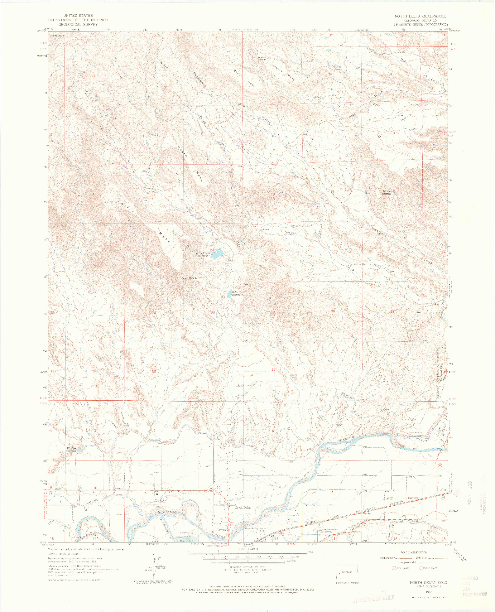 USGS 1:24000-SCALE QUADRANGLE FOR NORTH DELTA, CO 1962