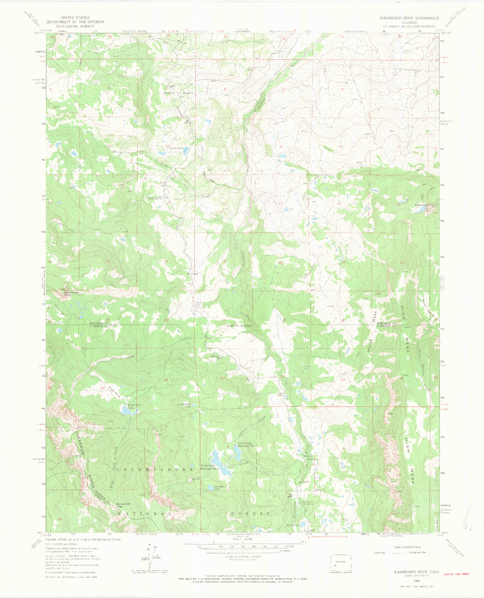 USGS 1:24000-SCALE QUADRANGLE FOR WASHBOARD ROCK, CO 1963