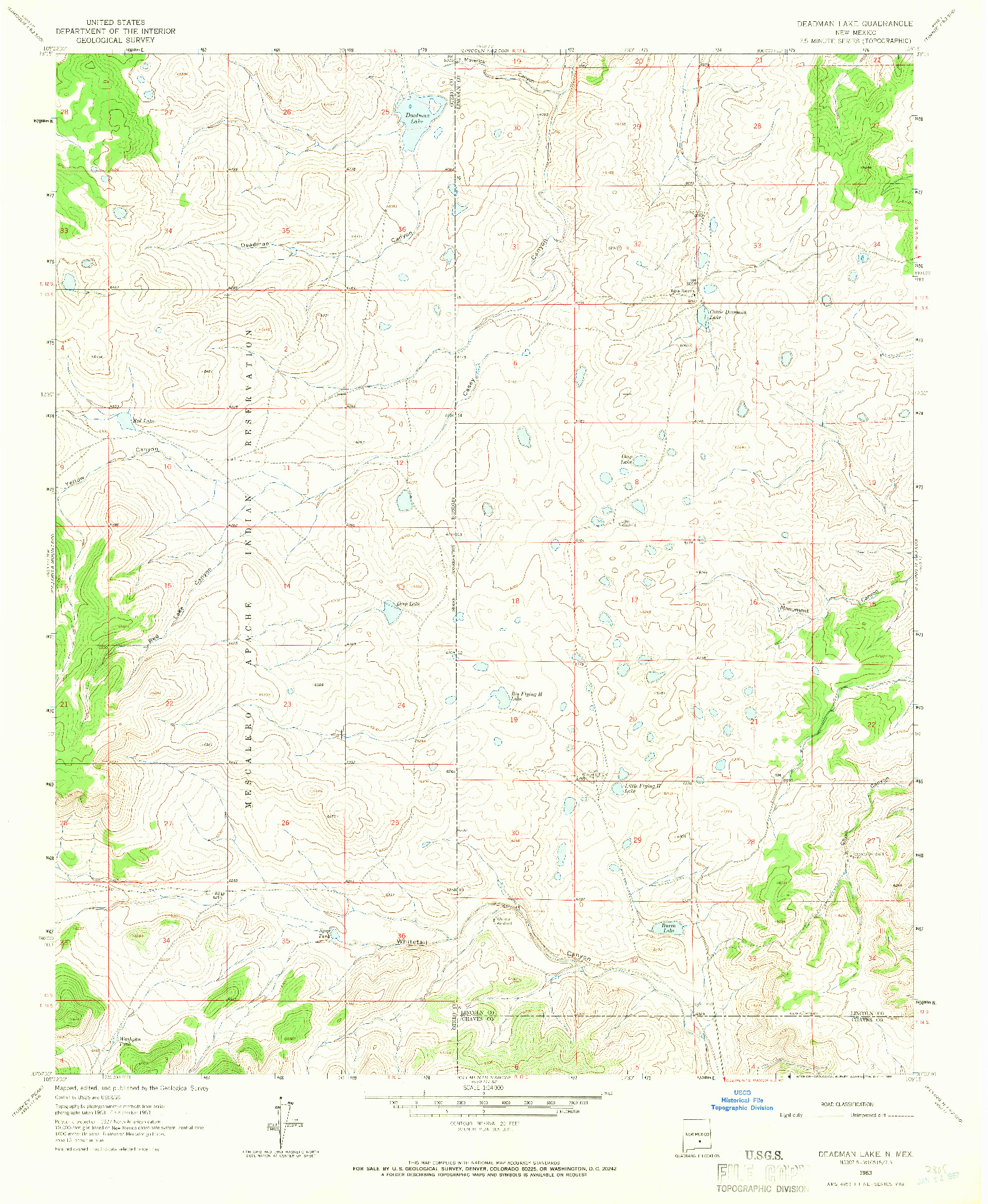 USGS 1:24000-SCALE QUADRANGLE FOR DEADMAN LAKE, NM 1963