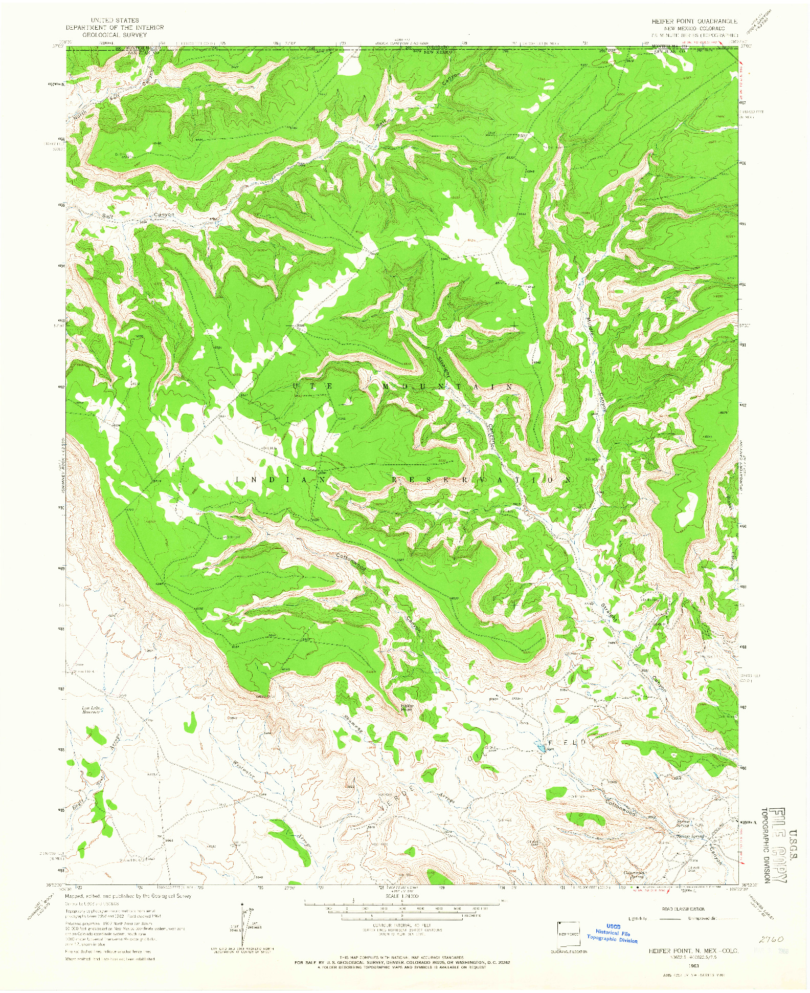 USGS 1:24000-SCALE QUADRANGLE FOR HEIFER POINT, NM 1963