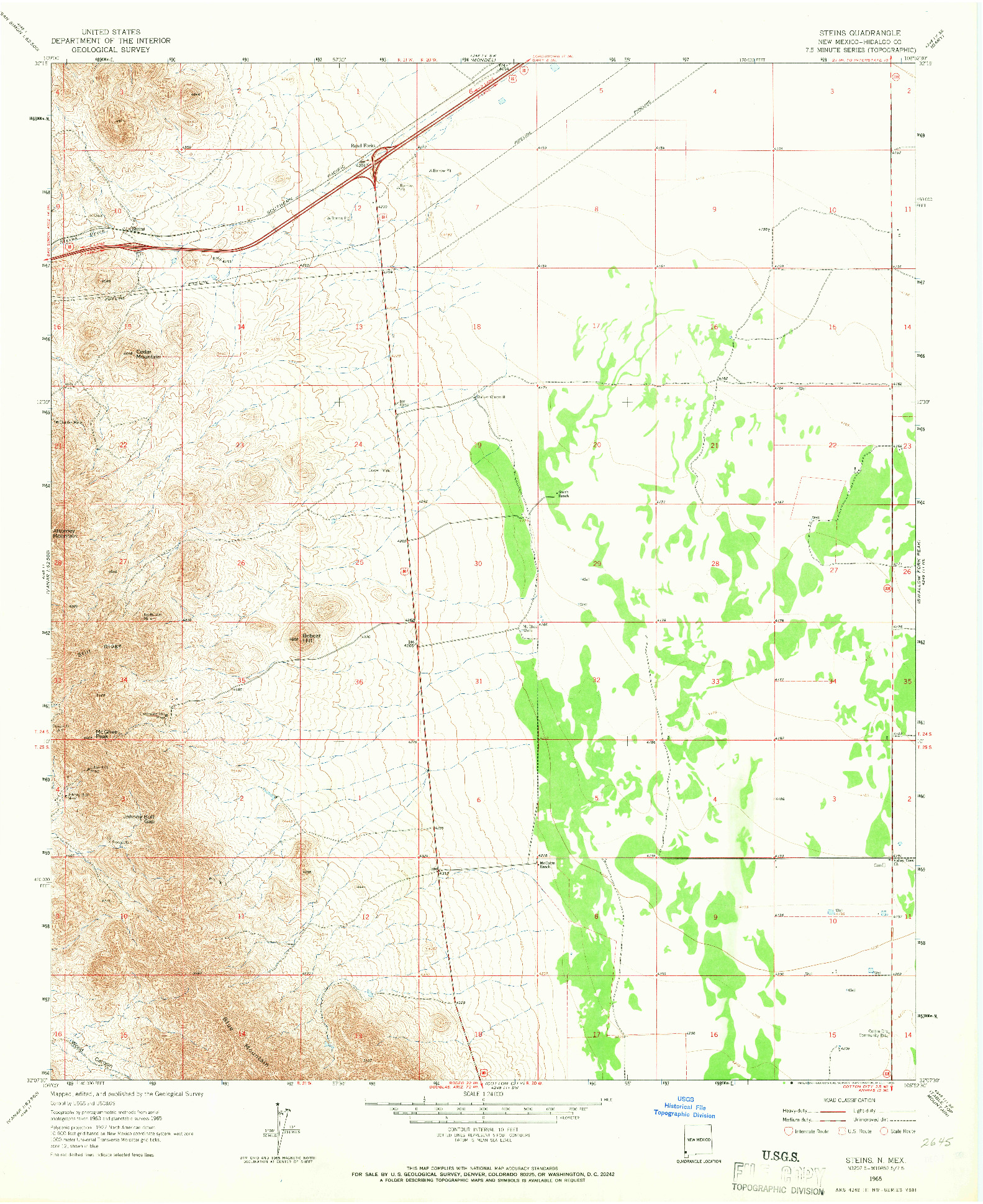 USGS 1:24000-SCALE QUADRANGLE FOR STEINS, NM 1965