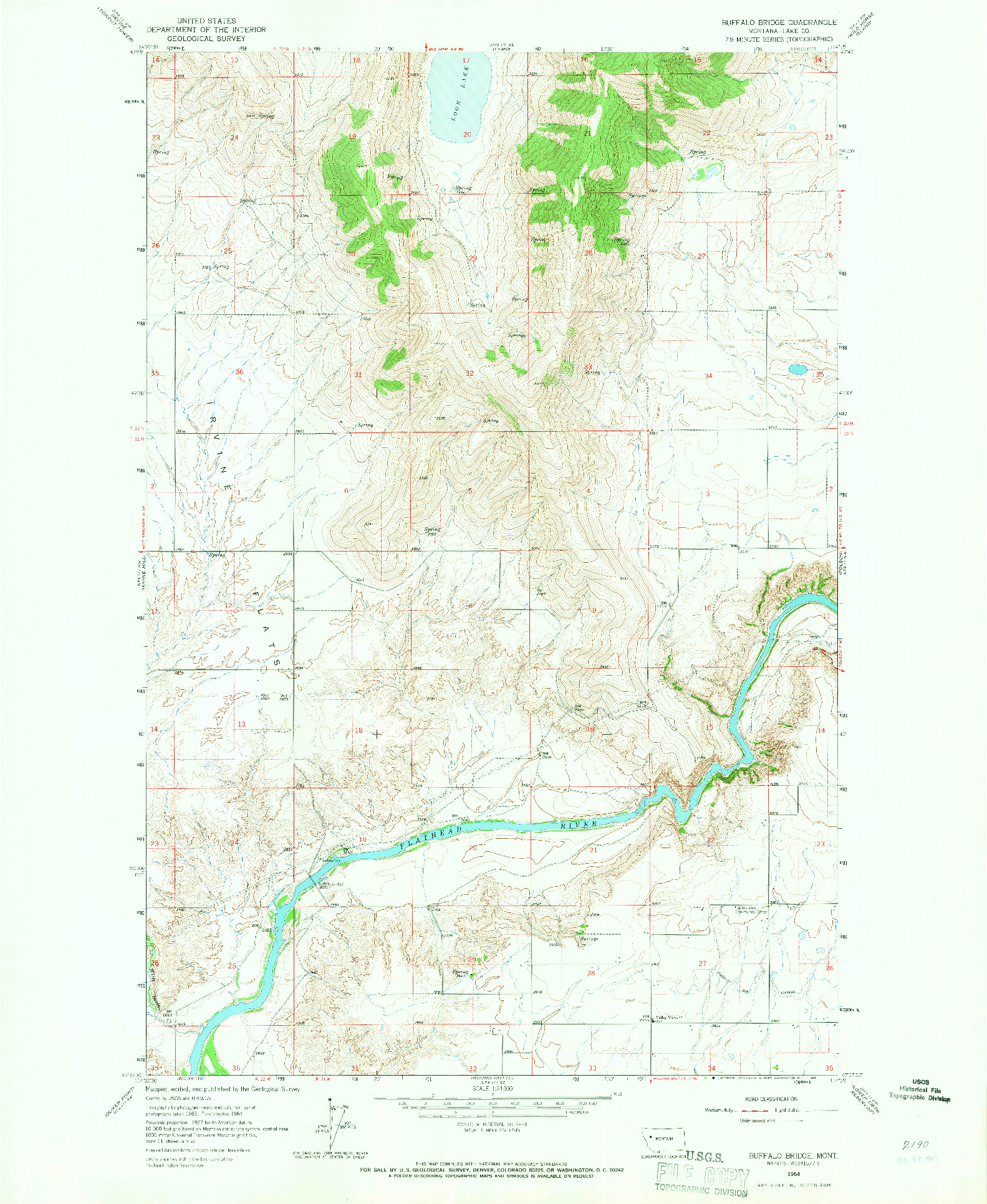 USGS 1:24000-SCALE QUADRANGLE FOR BUFFALO BRIDGE, MT 1964