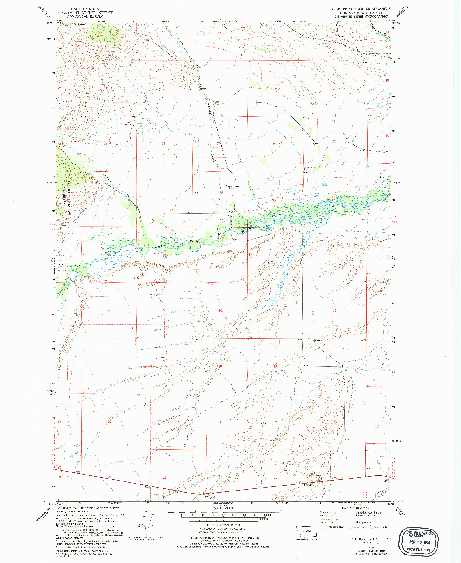 USGS 1:24000-SCALE QUADRANGLE FOR GIBBONS SCHOOL, MT 1966