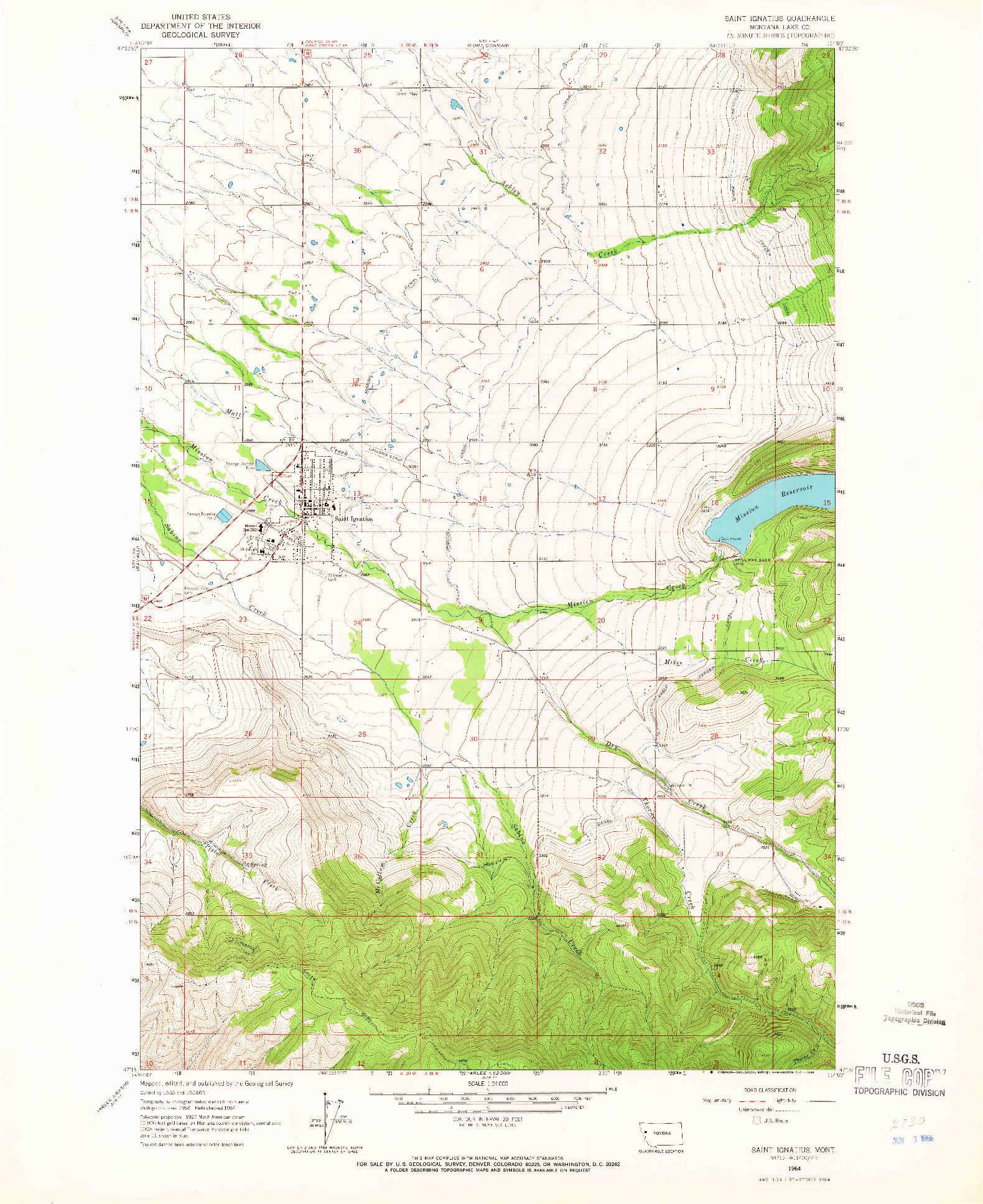 USGS 1:24000-SCALE QUADRANGLE FOR SAINT IGNATIUS, MT 1964