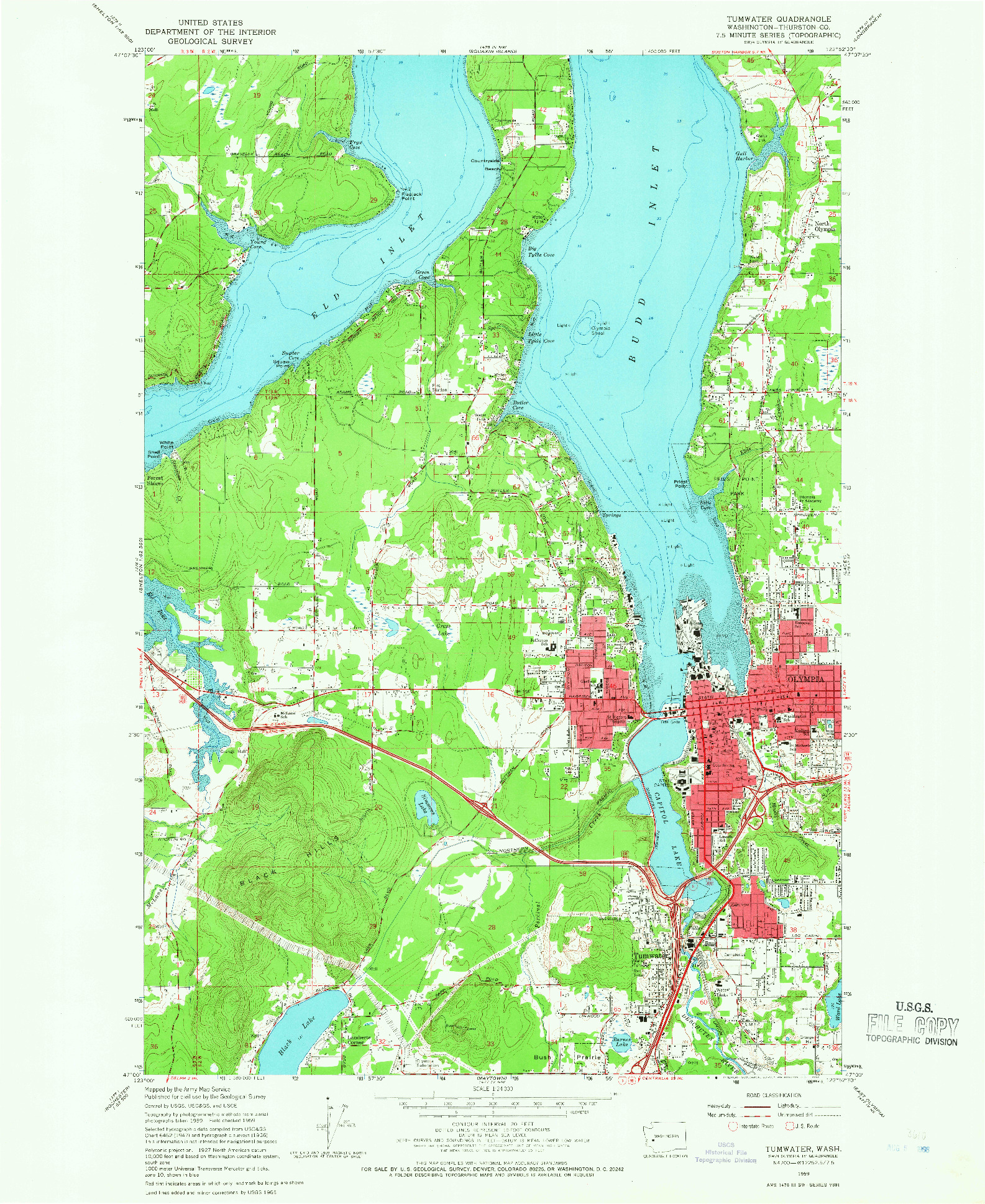 USGS 1:24000-SCALE QUADRANGLE FOR TUMWATER, WA 1959