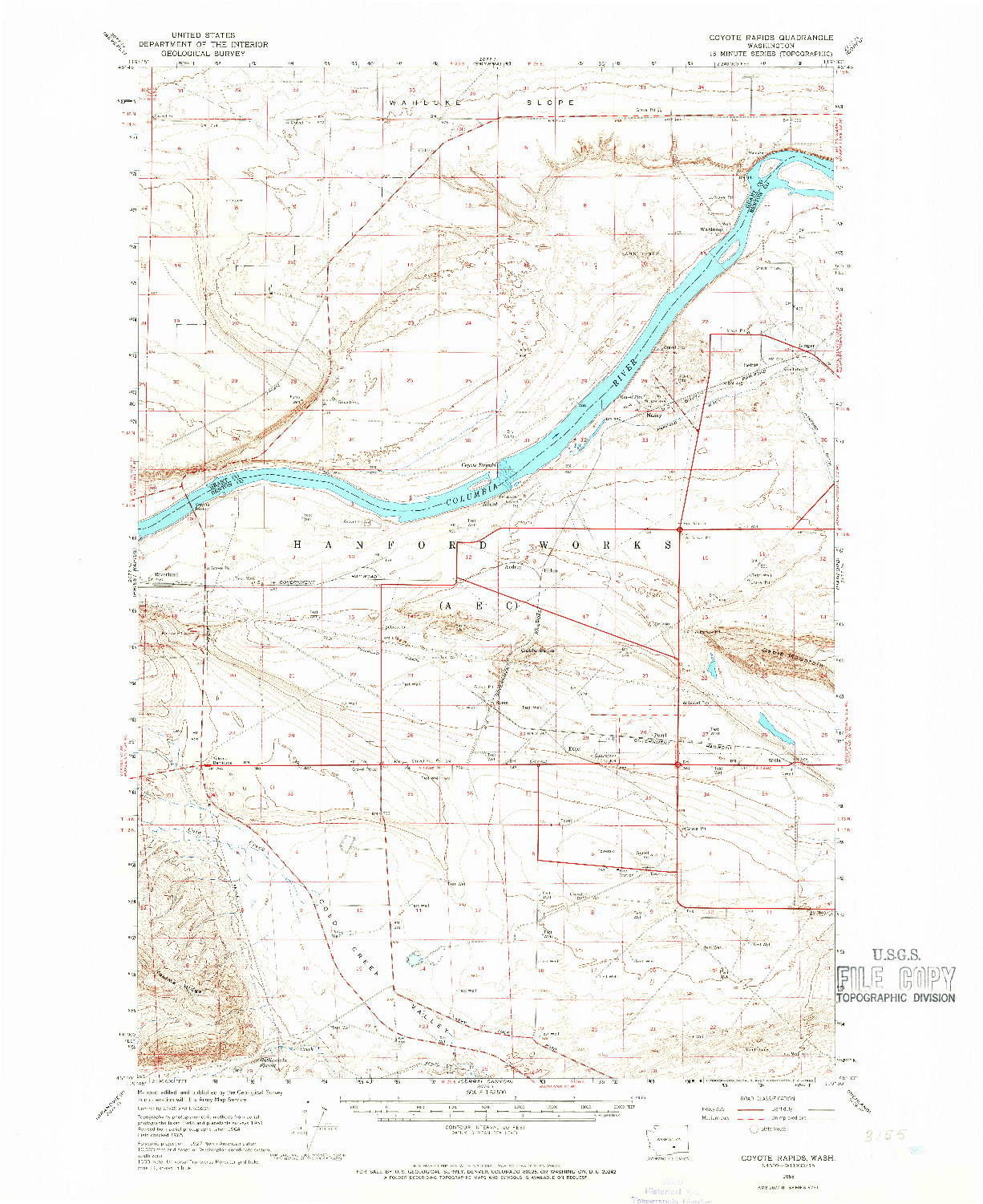 USGS 1:62500-SCALE QUADRANGLE FOR COYOTE RAPIDS, WA 1965