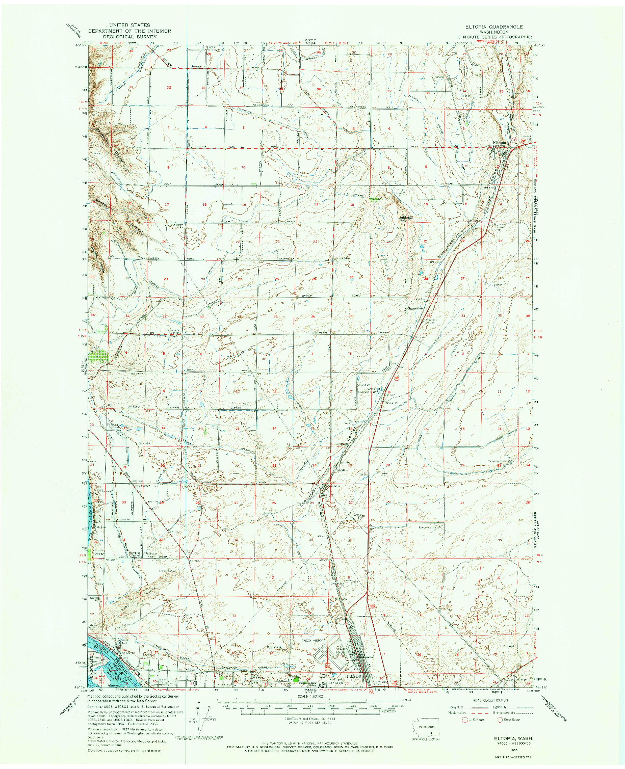 USGS 1:62500-SCALE QUADRANGLE FOR ELTOPIA, WA 1965