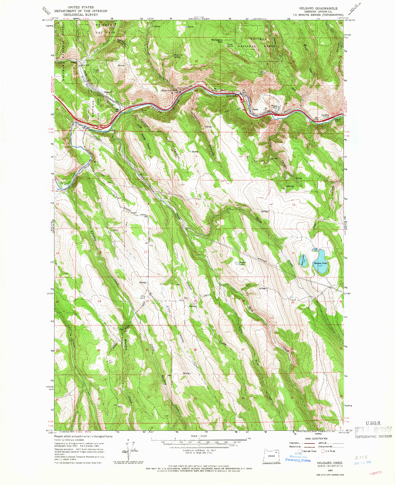 USGS 1:24000-SCALE QUADRANGLE FOR HILGARD, OR 1963