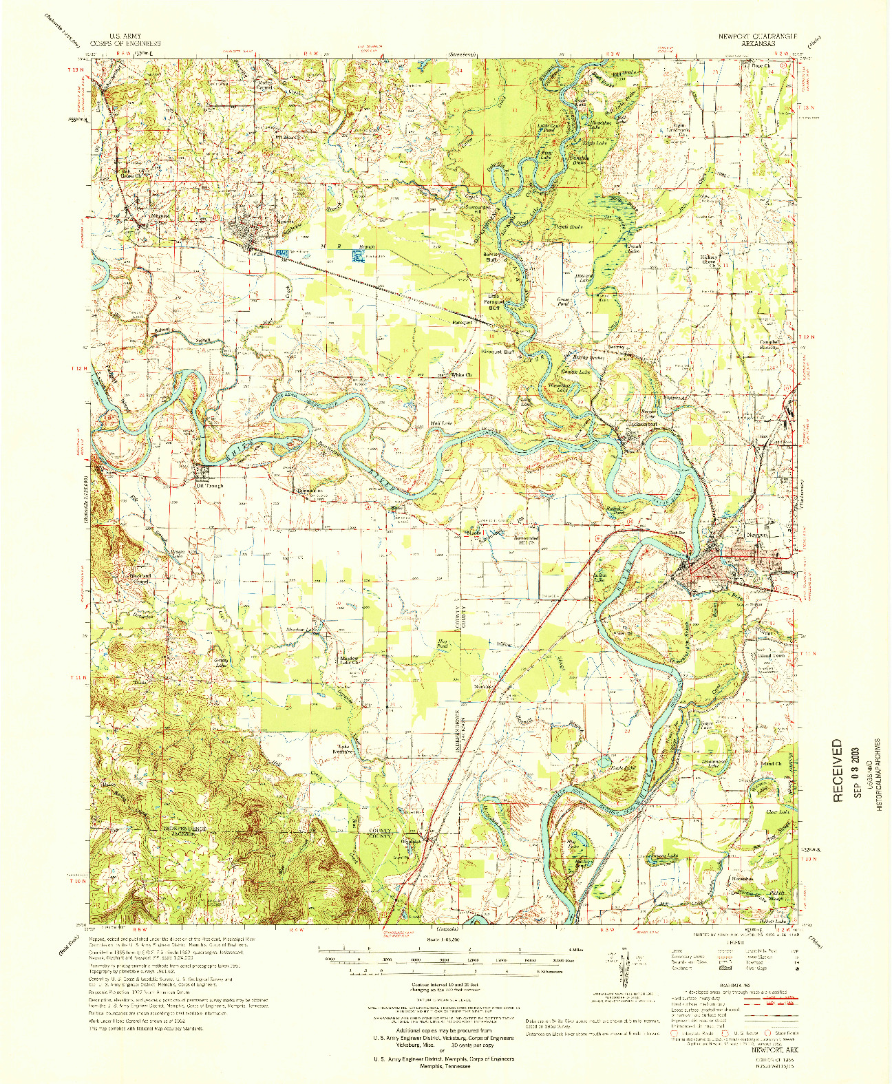 USGS 1:62500-SCALE QUADRANGLE FOR NEWPORT, AR 1966