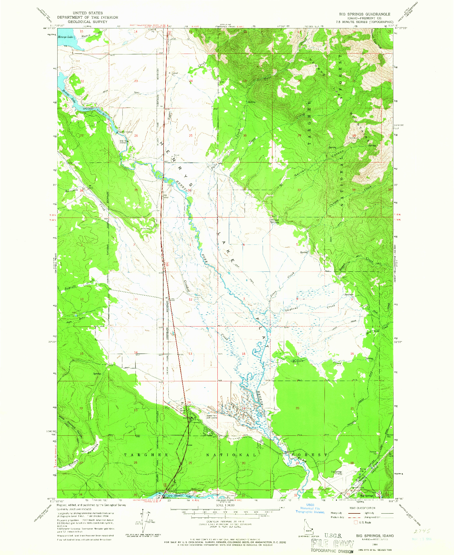 USGS 1:24000-SCALE QUADRANGLE FOR BIG SPRINGS, ID 1964