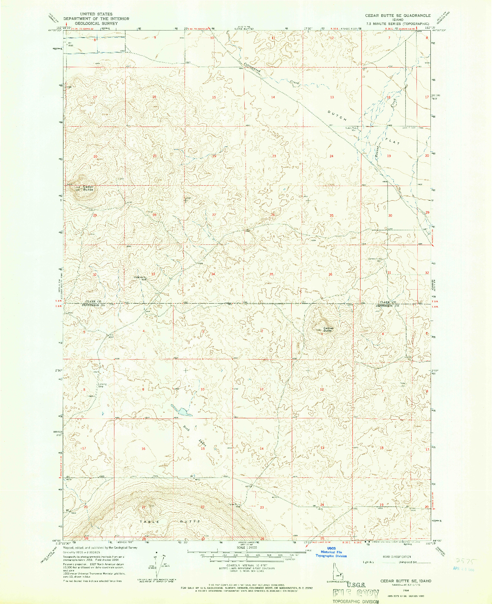 USGS 1:24000-SCALE QUADRANGLE FOR CEDAR BUTTE SE, ID 1964