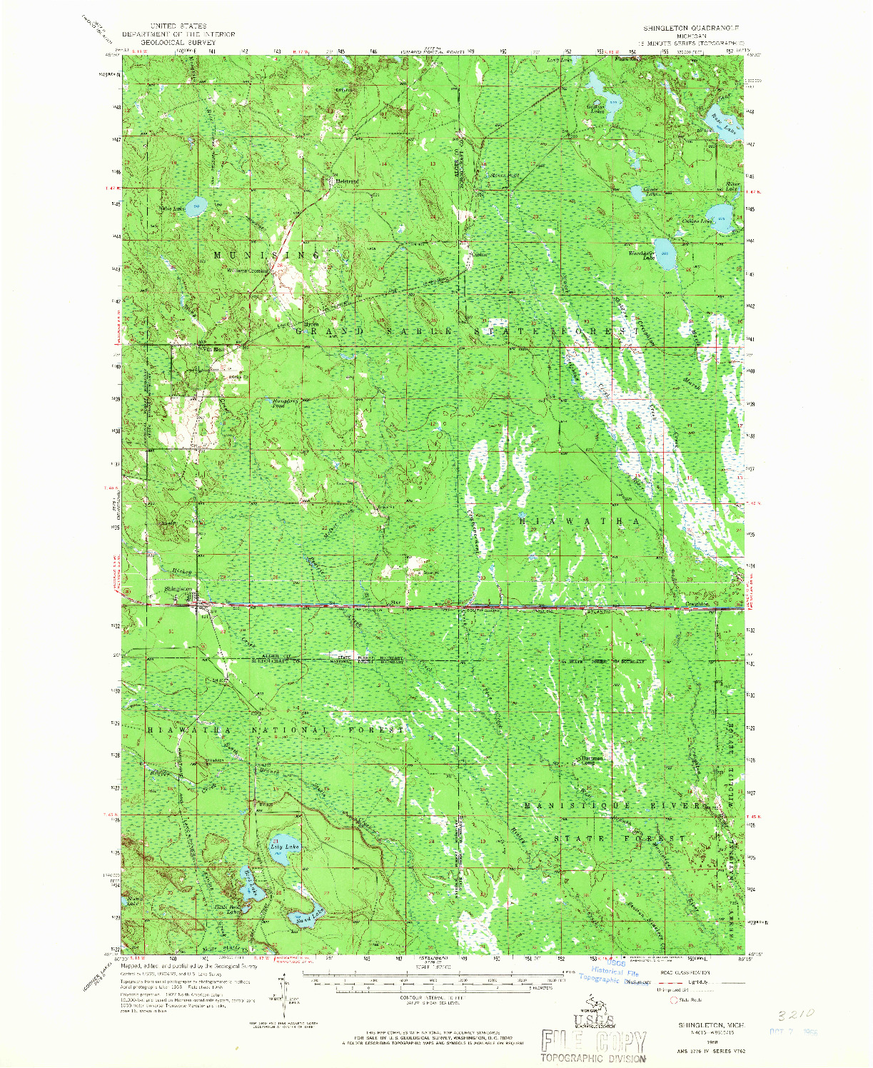 USGS 1:62500-SCALE QUADRANGLE FOR SHINGLETON, MI 1958