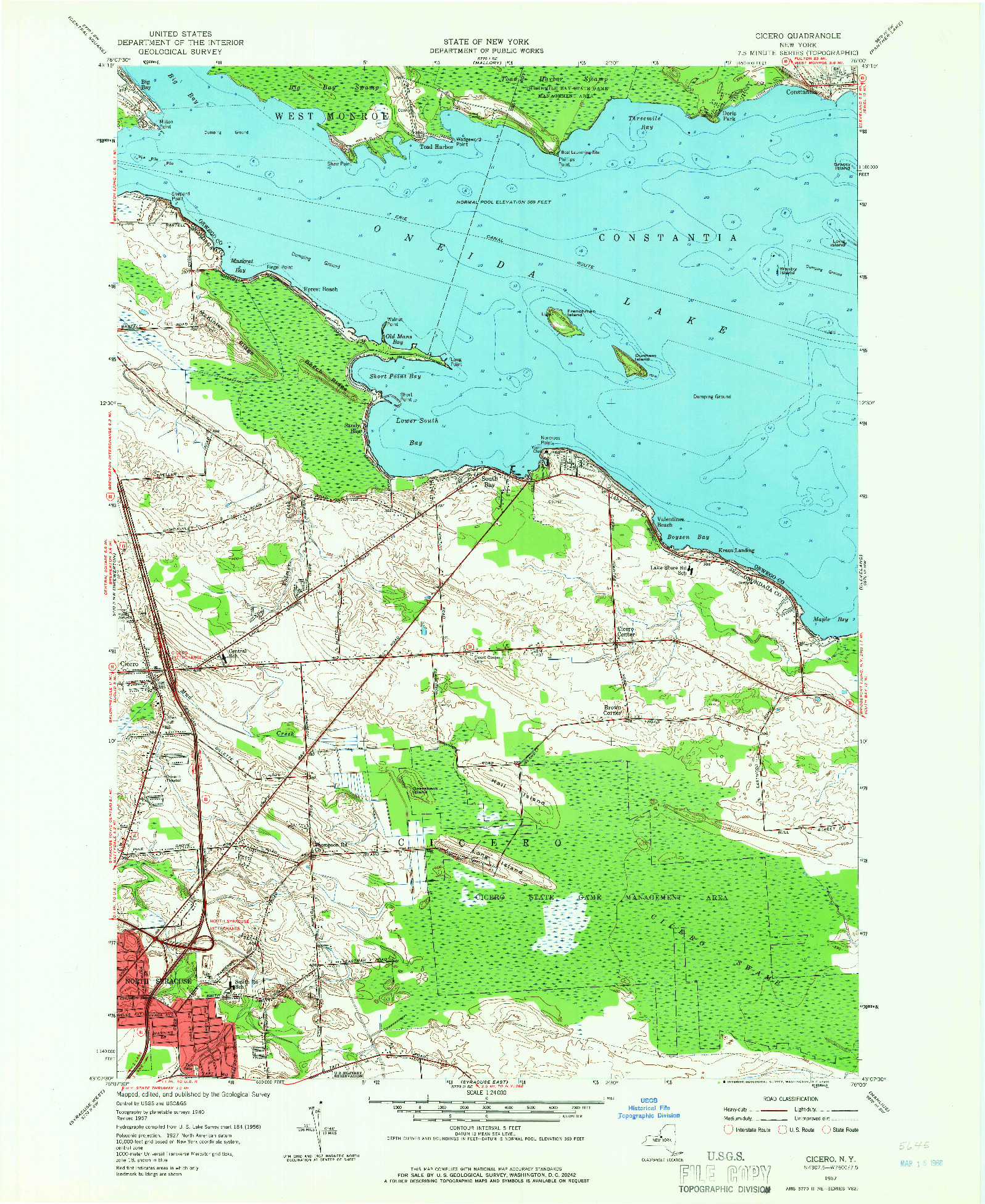 USGS 1:24000-SCALE QUADRANGLE FOR CICERO, NY 1957