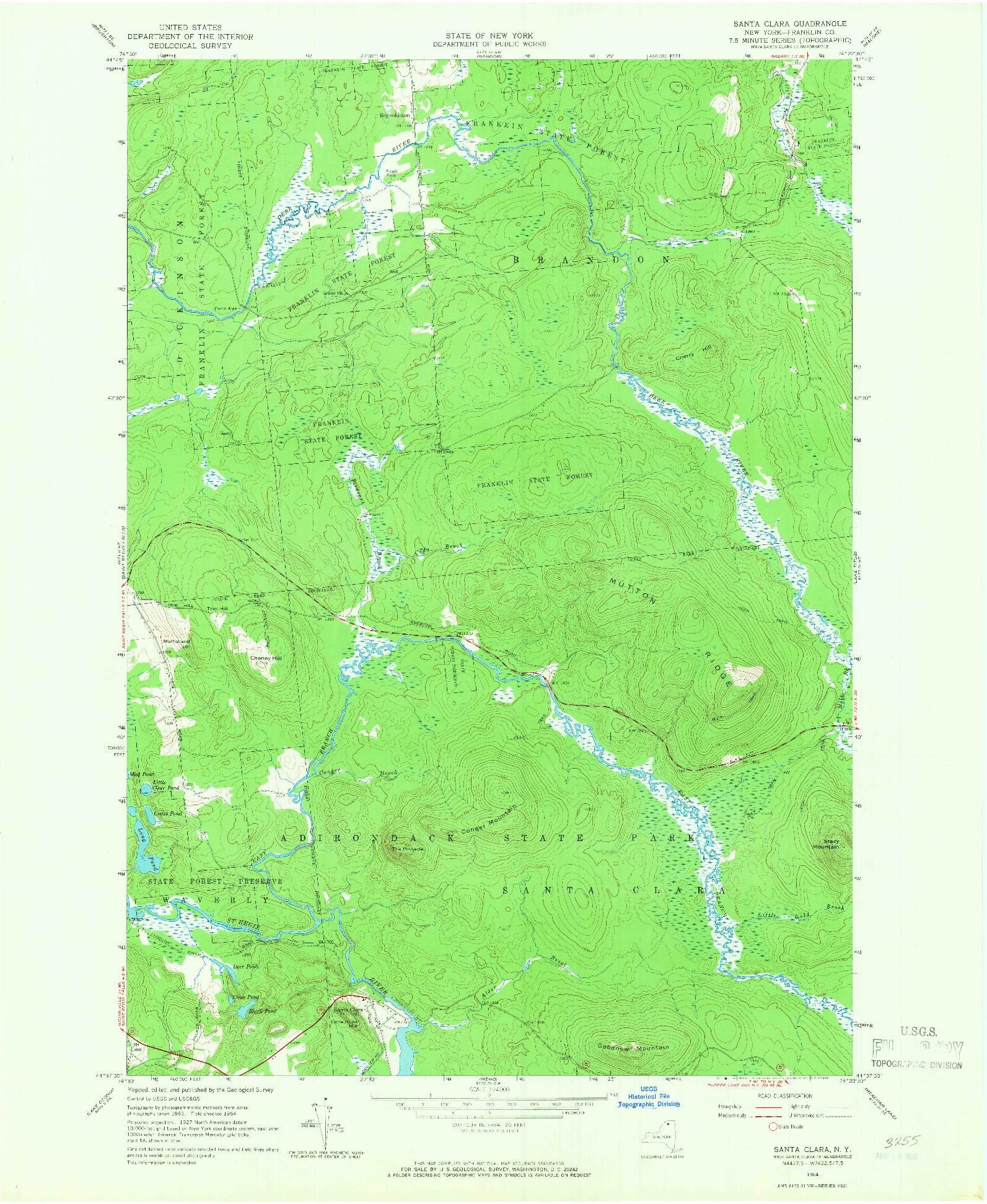 USGS 1:24000-SCALE QUADRANGLE FOR SANTA CLARA, NY 1964