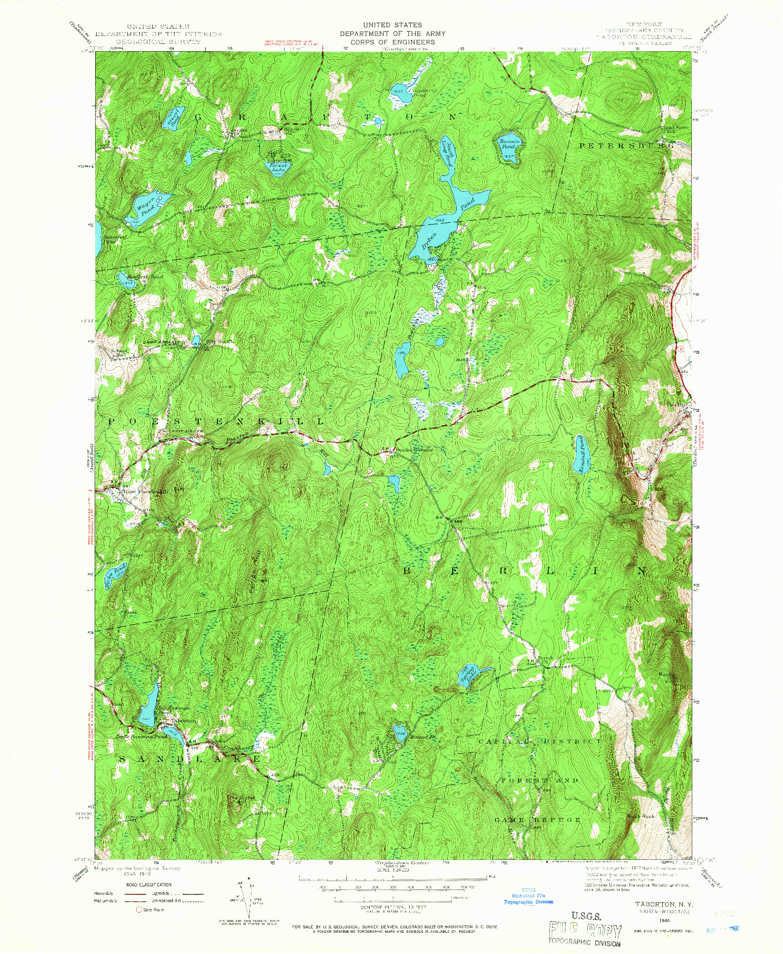 USGS 1:24000-SCALE QUADRANGLE FOR TABORTON, NY 1946
