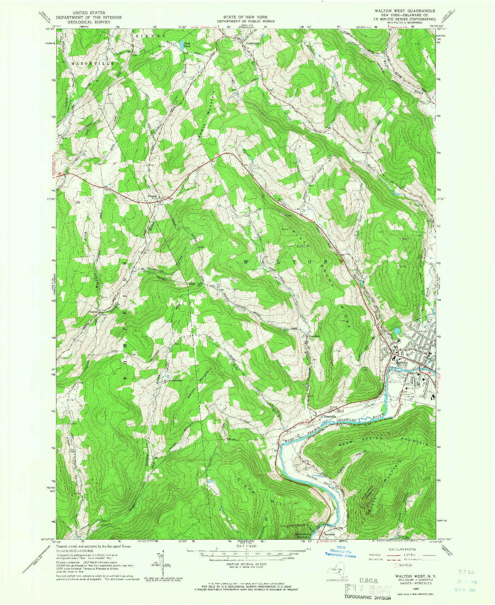 USGS 1:24000-SCALE QUADRANGLE FOR WALTON WEST, NY 1965