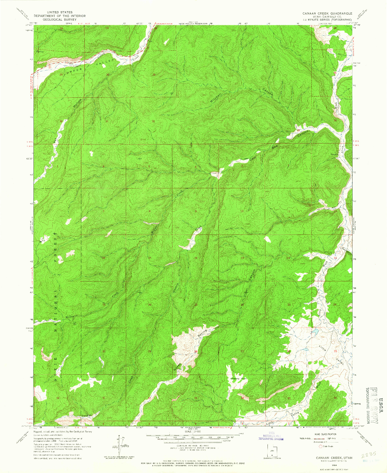 USGS 1:24000-SCALE QUADRANGLE FOR CANAAN CREEK, UT 1964