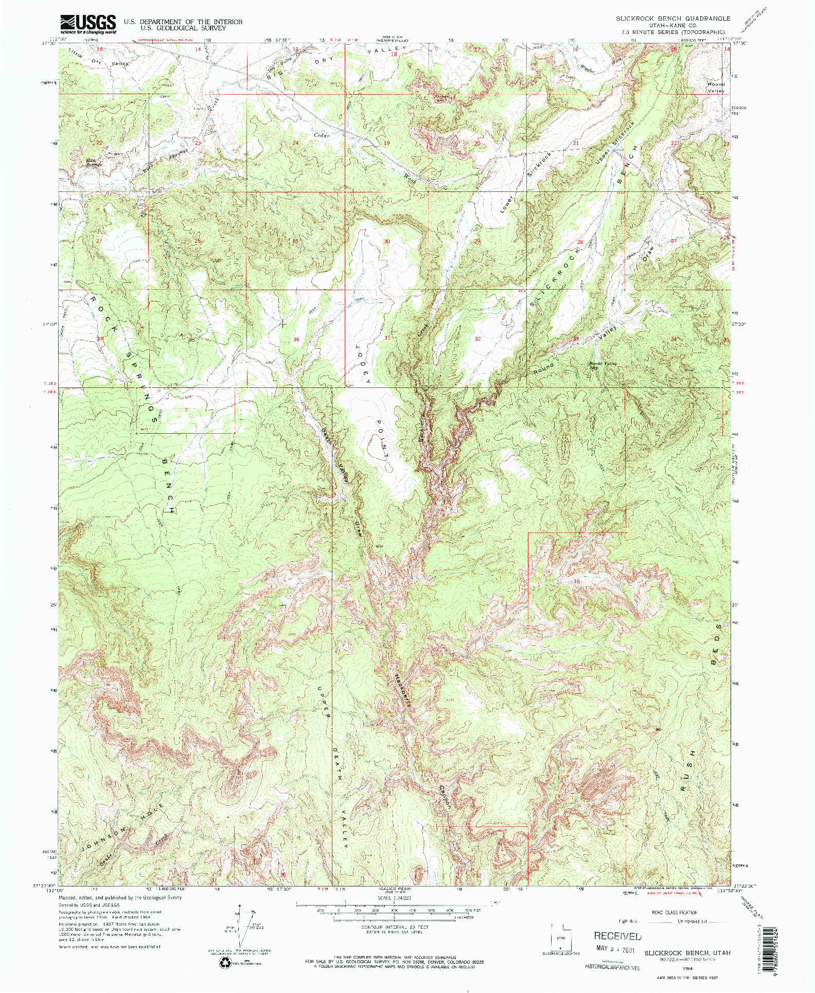 USGS 1:24000-SCALE QUADRANGLE FOR SLICKROCK BENCH, UT 1964