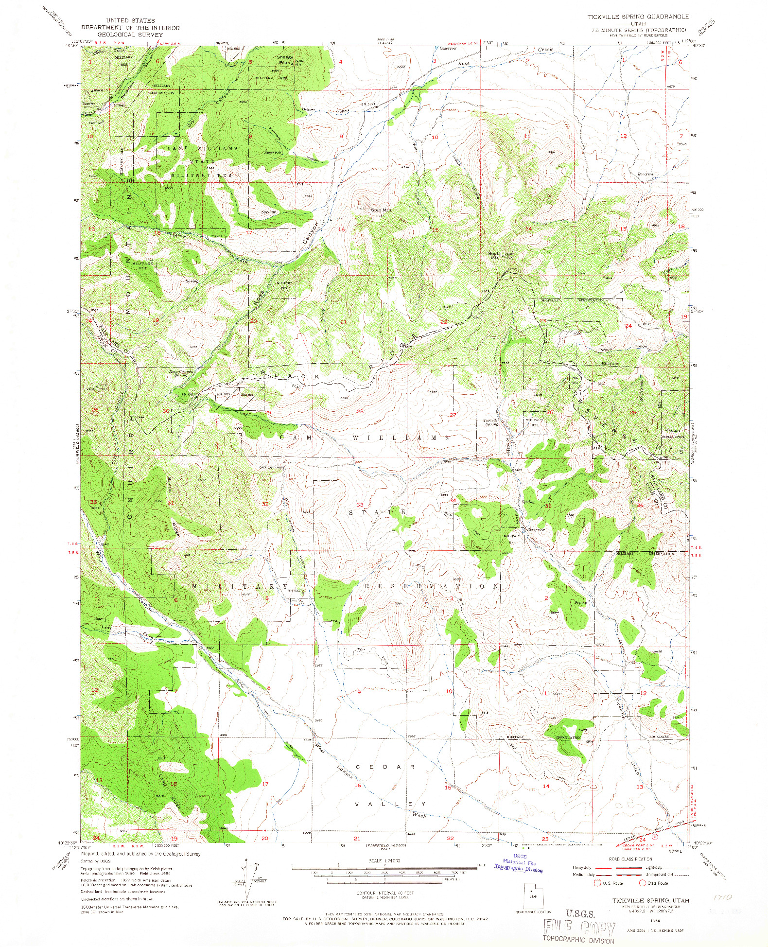 USGS 1:24000-SCALE QUADRANGLE FOR TICKVILLE SPRING, UT 1954