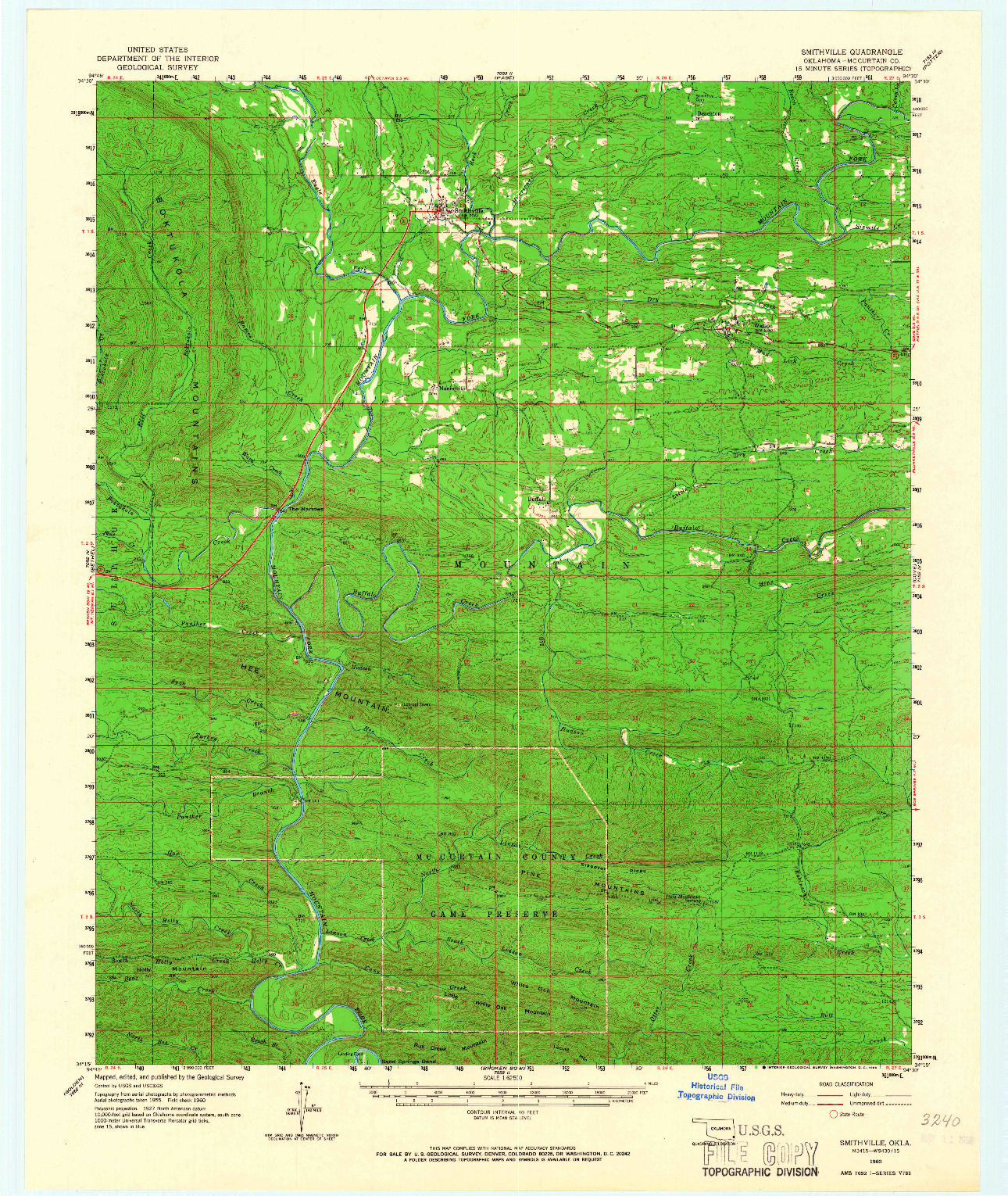 USGS 1:62500-SCALE QUADRANGLE FOR SMITHVILLE, OK 1960