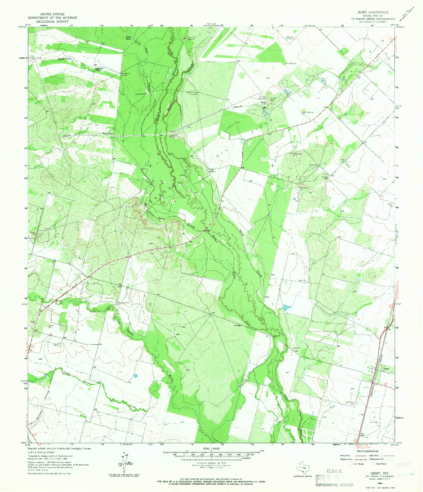 USGS 1:24000-SCALE QUADRANGLE FOR DERBY, TX 1964