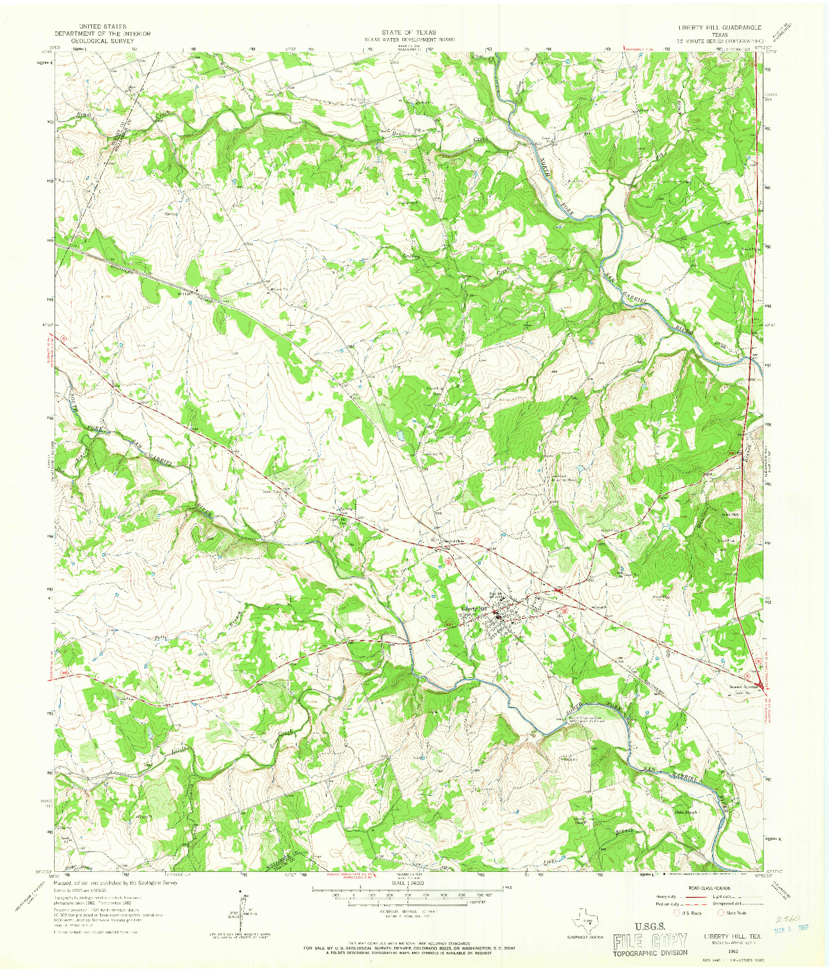 USGS 1:24000-SCALE QUADRANGLE FOR LIBERTY HILL, TX 1962