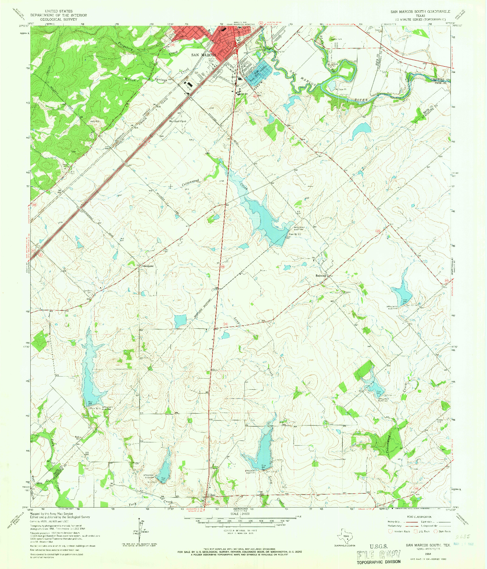 USGS 1:24000-SCALE QUADRANGLE FOR SAN MARCOS SOUTH, TX 1964