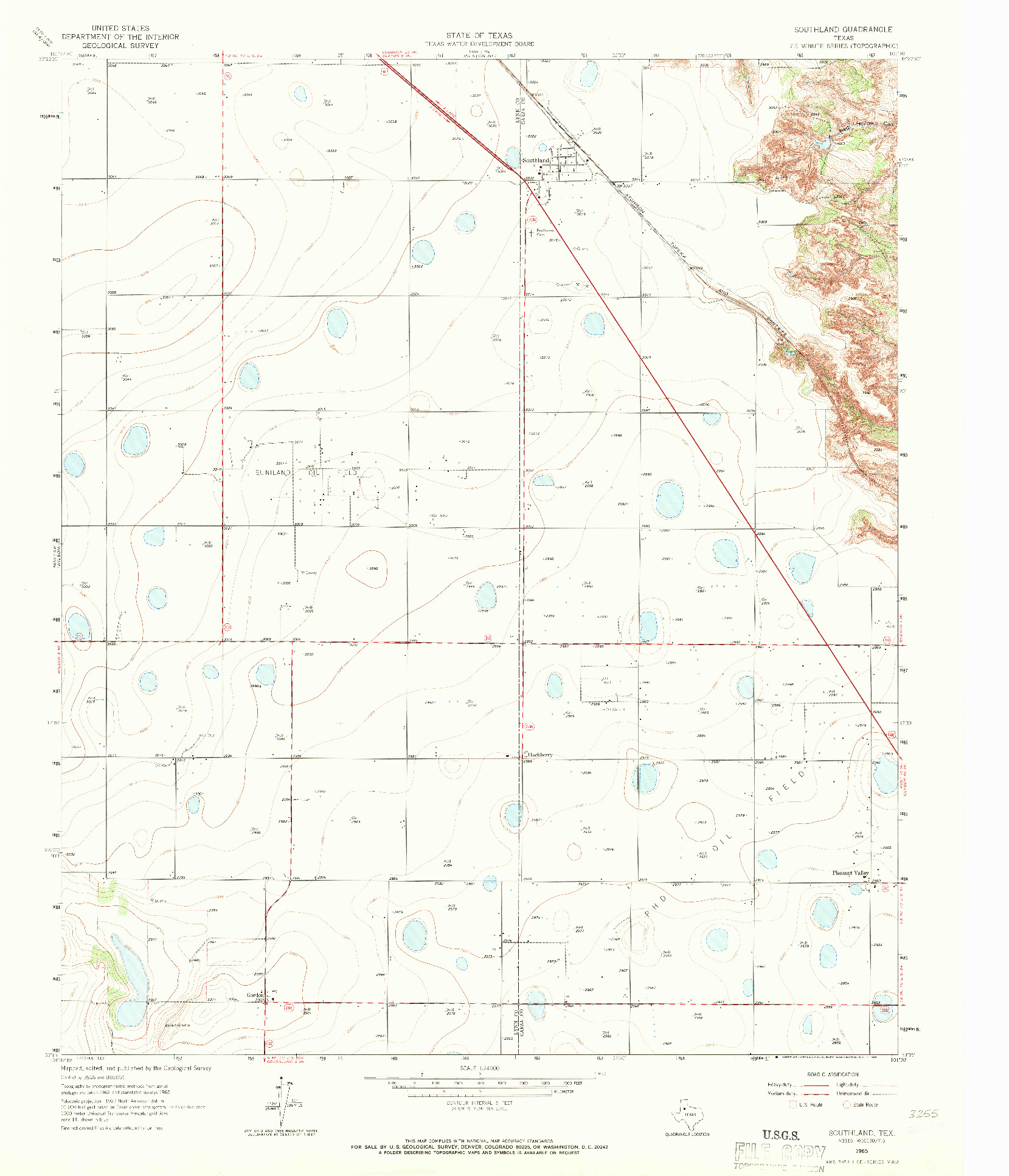 USGS 1:24000-SCALE QUADRANGLE FOR SOUTHLAND, TX 1965