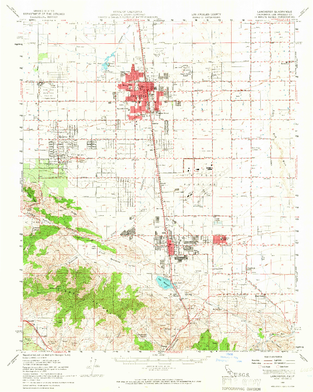 USGS 1:62500-SCALE QUADRANGLE FOR LANCASTER, CA 1958