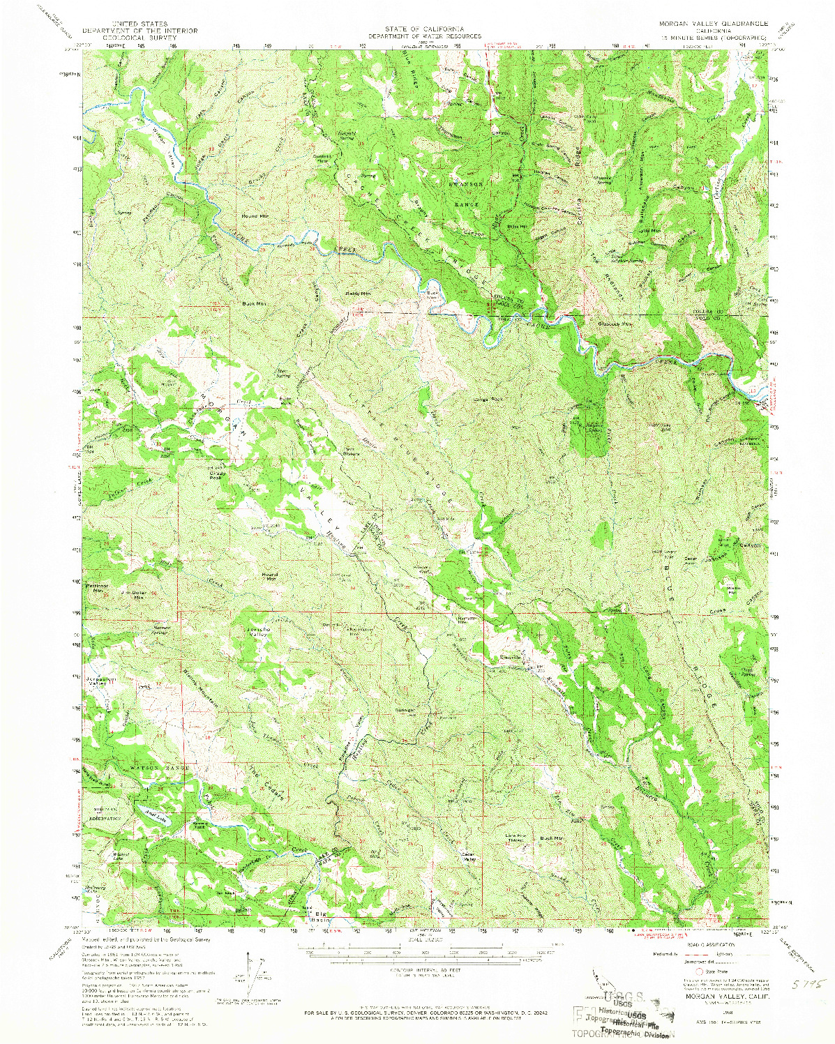 USGS 1:62500-SCALE QUADRANGLE FOR MORGAN VALLEY, CA 1958