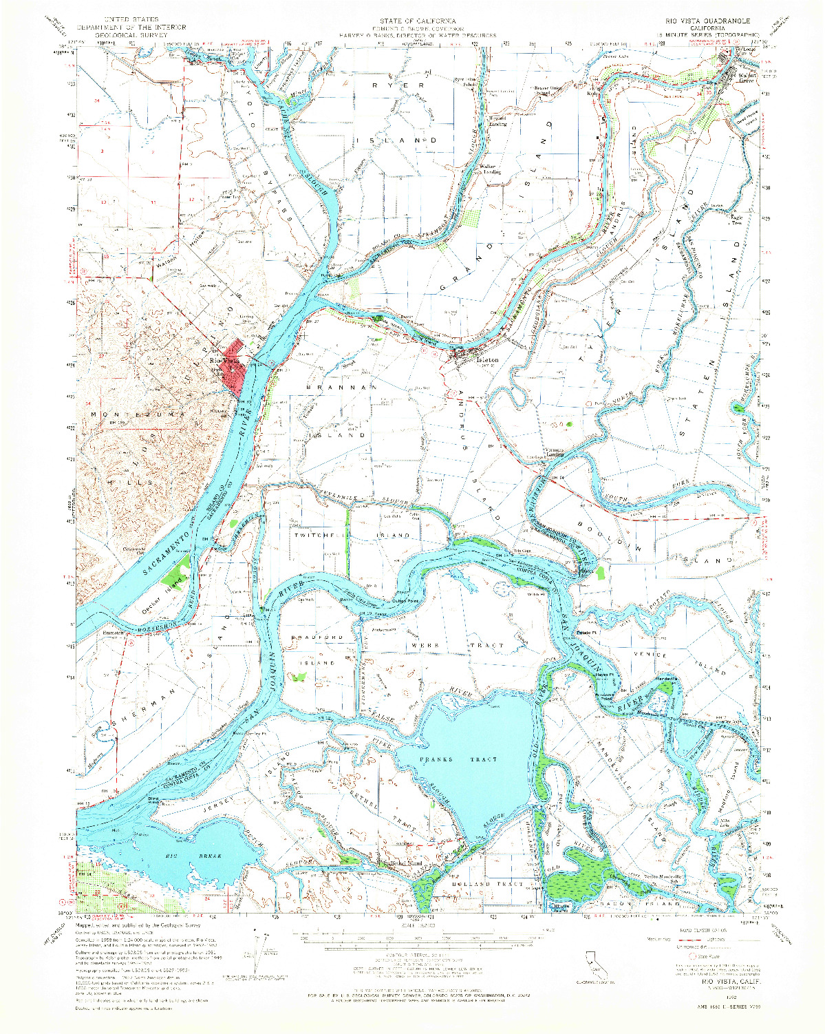 USGS 1:62500-SCALE QUADRANGLE FOR RIO VISTA, CA 1952