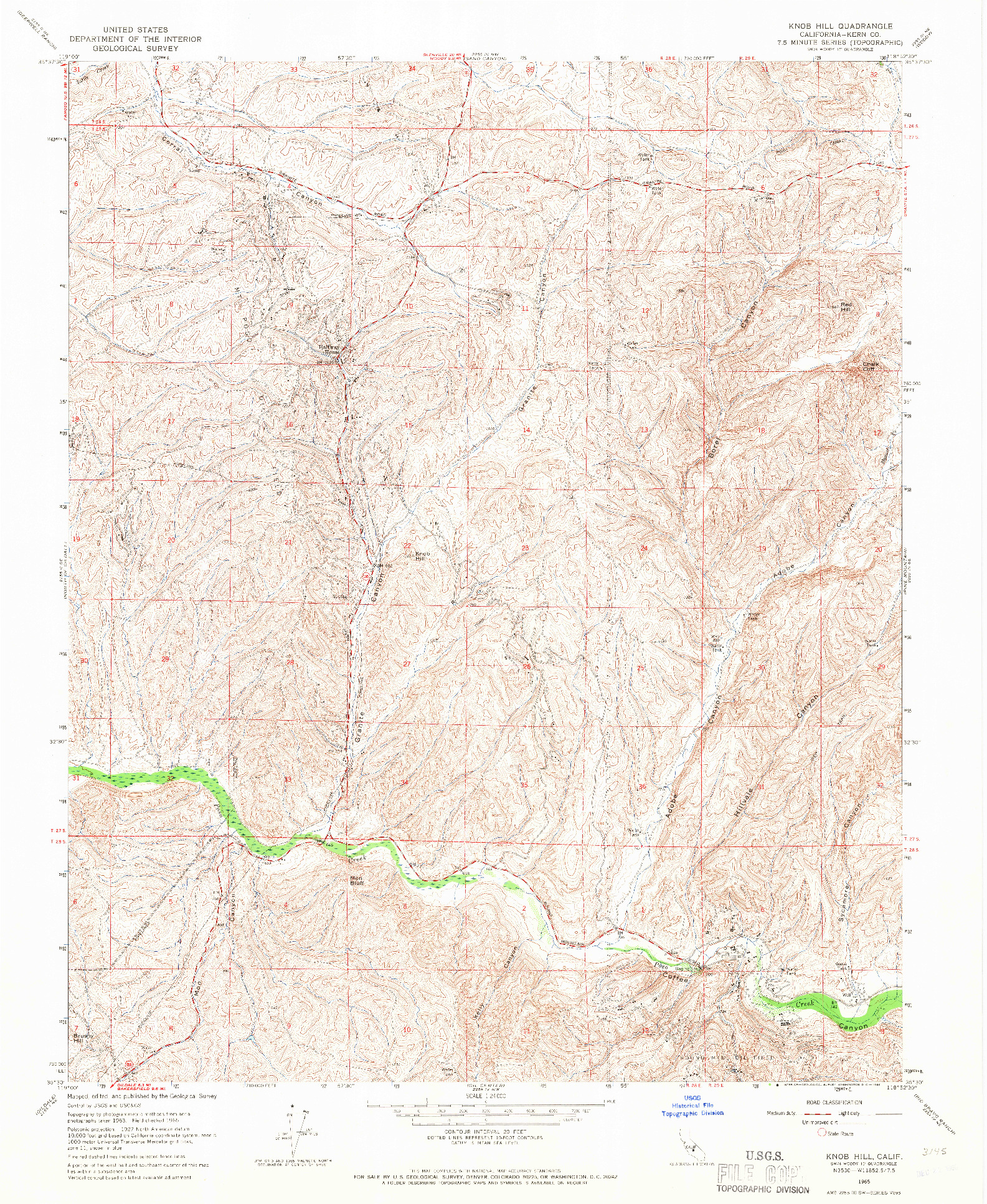 USGS 1:24000-SCALE QUADRANGLE FOR KNOB HILL, CA 1965