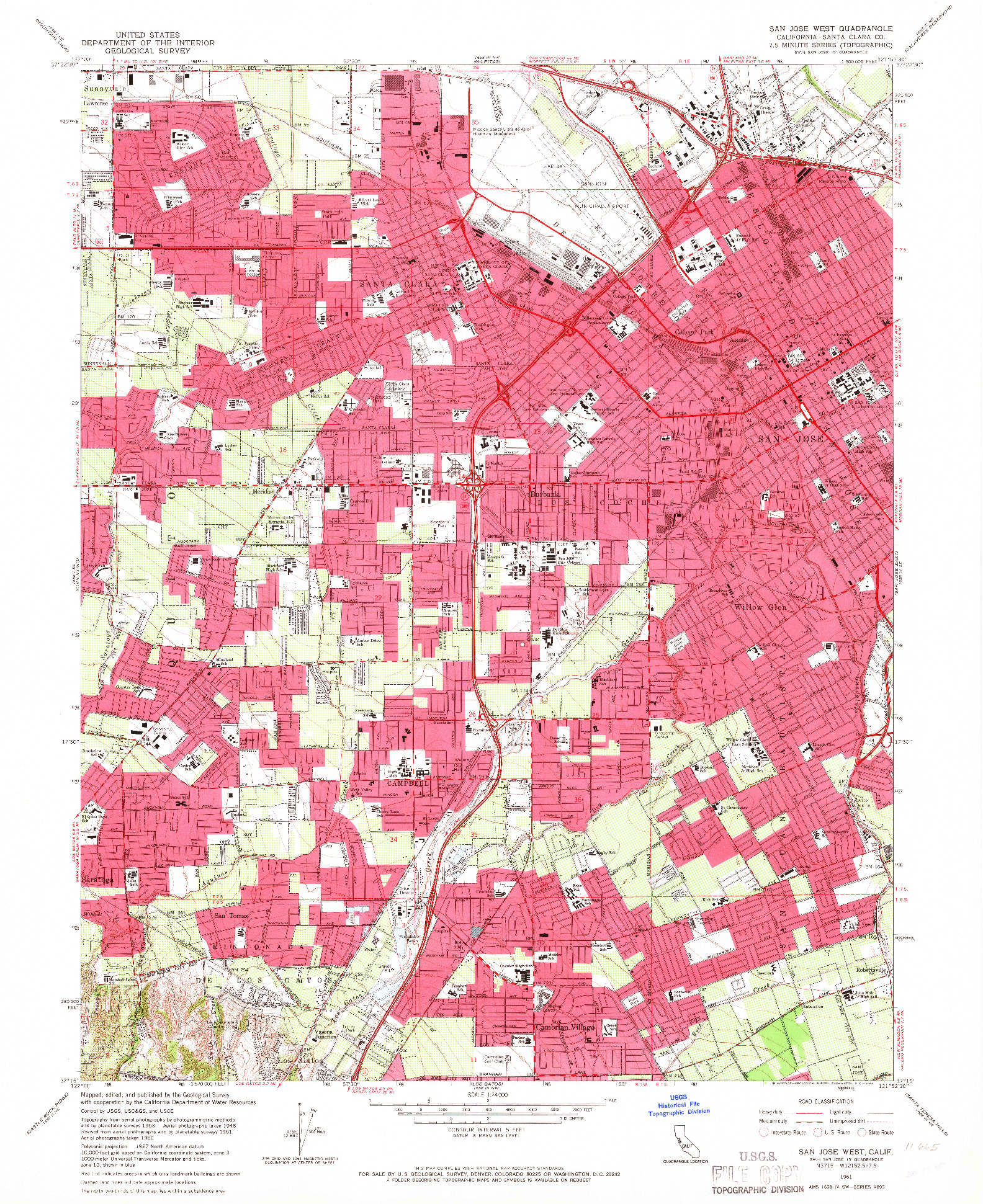 USGS 1:24000-SCALE QUADRANGLE FOR SAN JOSE WEST, CA 1961