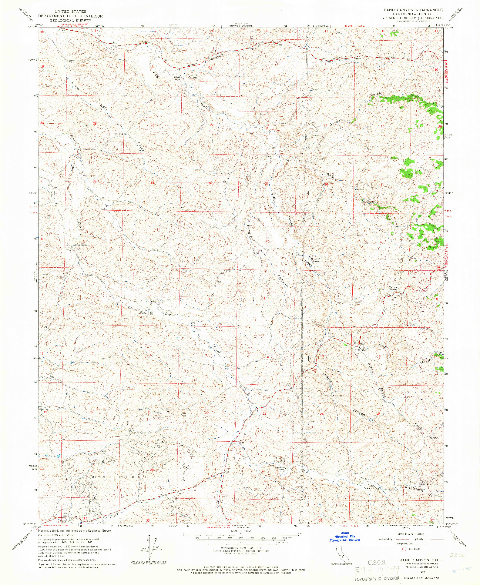 USGS 1:24000-SCALE QUADRANGLE FOR SAND CANYON, CA 1965