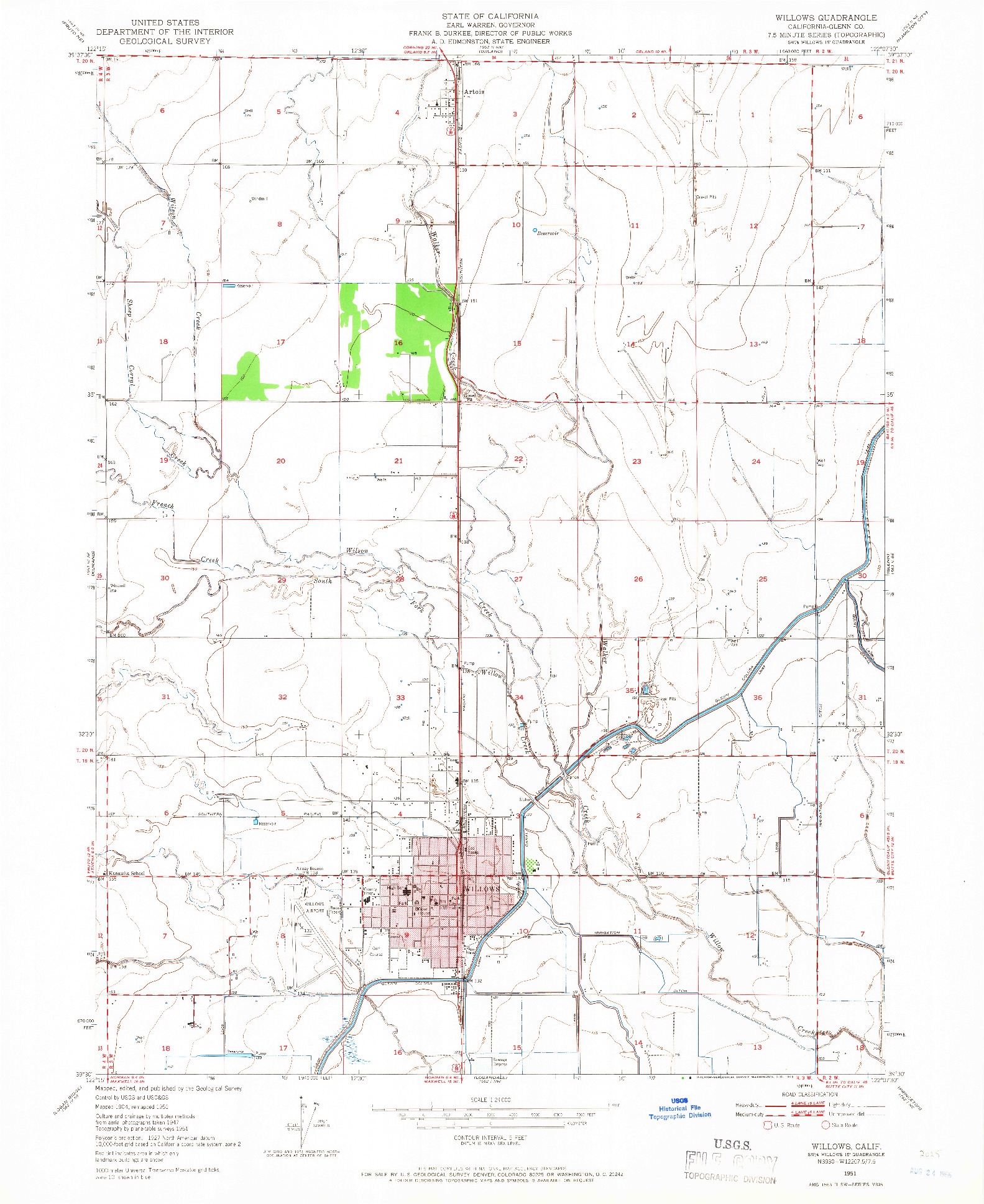 USGS 1:24000-SCALE QUADRANGLE FOR WILLOWS, CA 1951