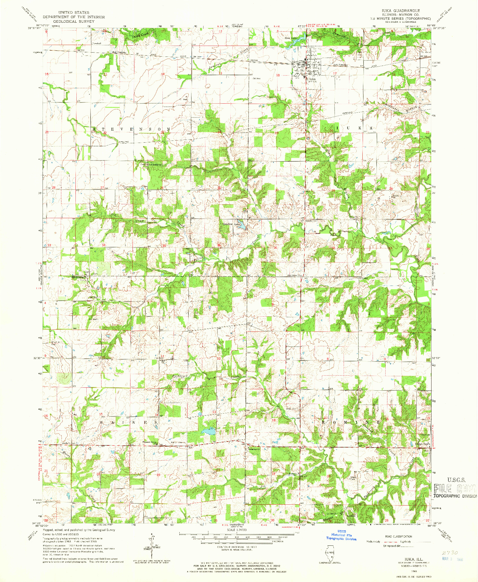 USGS 1:24000-SCALE QUADRANGLE FOR IUKA, IL 1965