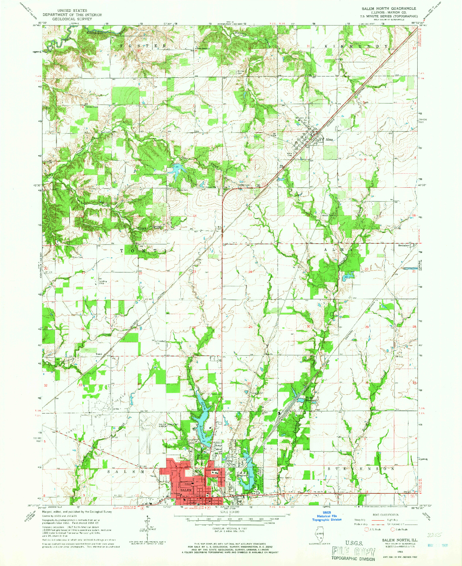 USGS 1:24000-SCALE QUADRANGLE FOR SALEM NORTH, IL 1965