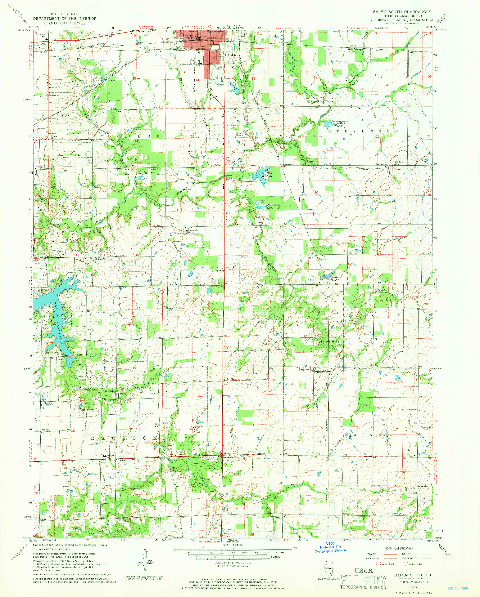 USGS 1:24000-SCALE QUADRANGLE FOR SALEM SOUTH, IL 1965